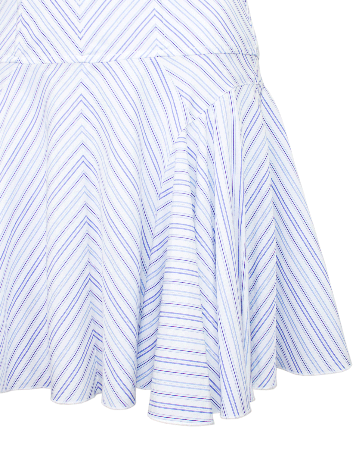 Blue and White Chevron Striped Cotton Mini Dress for Women - Summer Casual Sundress, Beach Cover Up, Party Outfit
