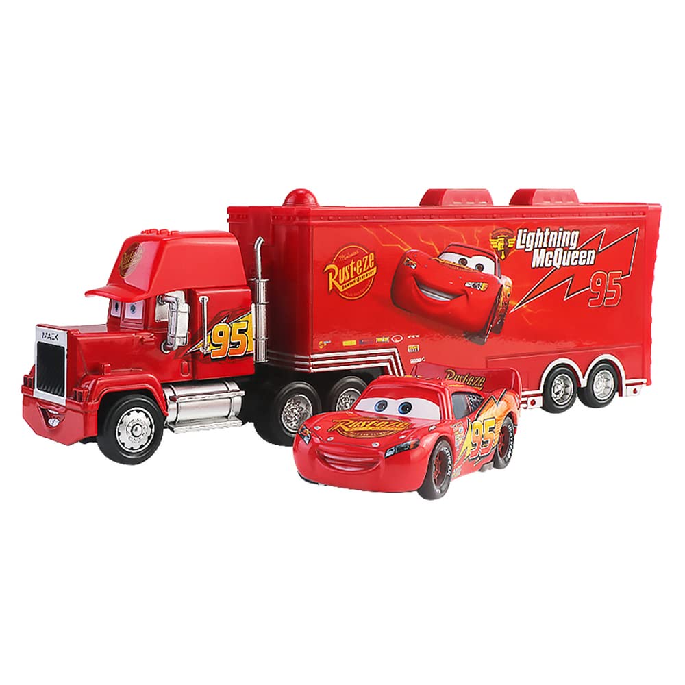 Lightning McQueen & Mack Truck 1:55 Scale Diecast Model Cars - Disney Pixar Movie Toy Vehicles for Kids & Collectors - Perfect Birthday Gift for Boys & Girls - Playtime, Display & Collection Scenes