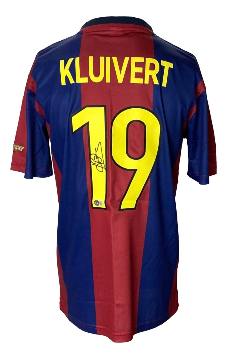 Patrick Kluivert Autographed Barcelona FC Nike Soccer Jersey - Authentic Signed Football Shirt for Collectors & Fans - Perfect for Memorabilia Displays, Gifts & Sports Enthusiasts