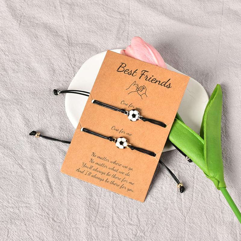 Best Friend Soccer Bracelet Gifts for Women & Men - Adjustable Football Friendship Bracelets for Boys & Girls - Perfect Birthday, Graduation, or Bestie Gifts - Matching Braided Bracelets for 2 - Ideal for Sports Events, Team Spirit, and Daily Wear