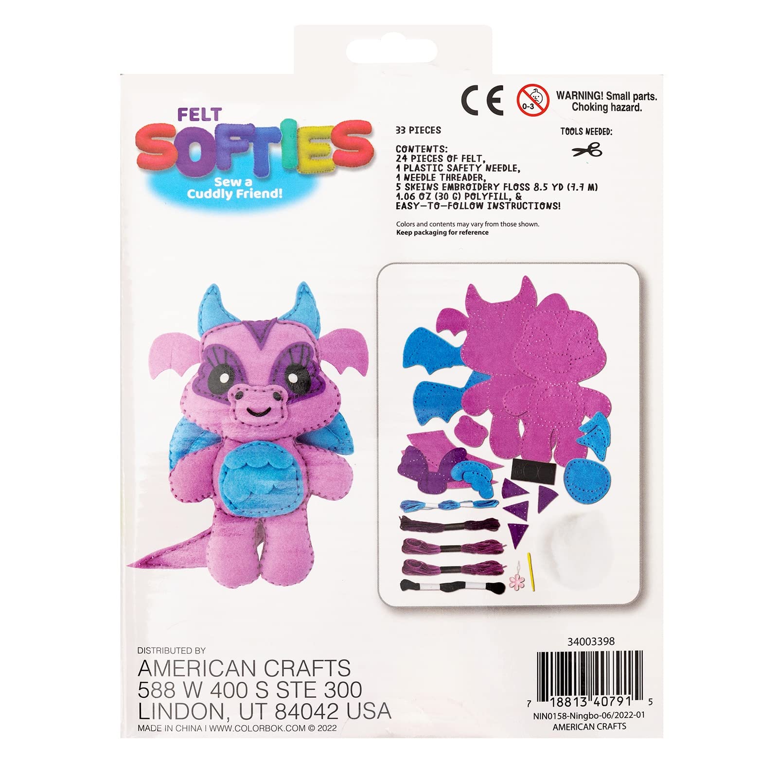 Colorbok Felt Dragon Craft Kit for DIY Projects & Kids Activities
