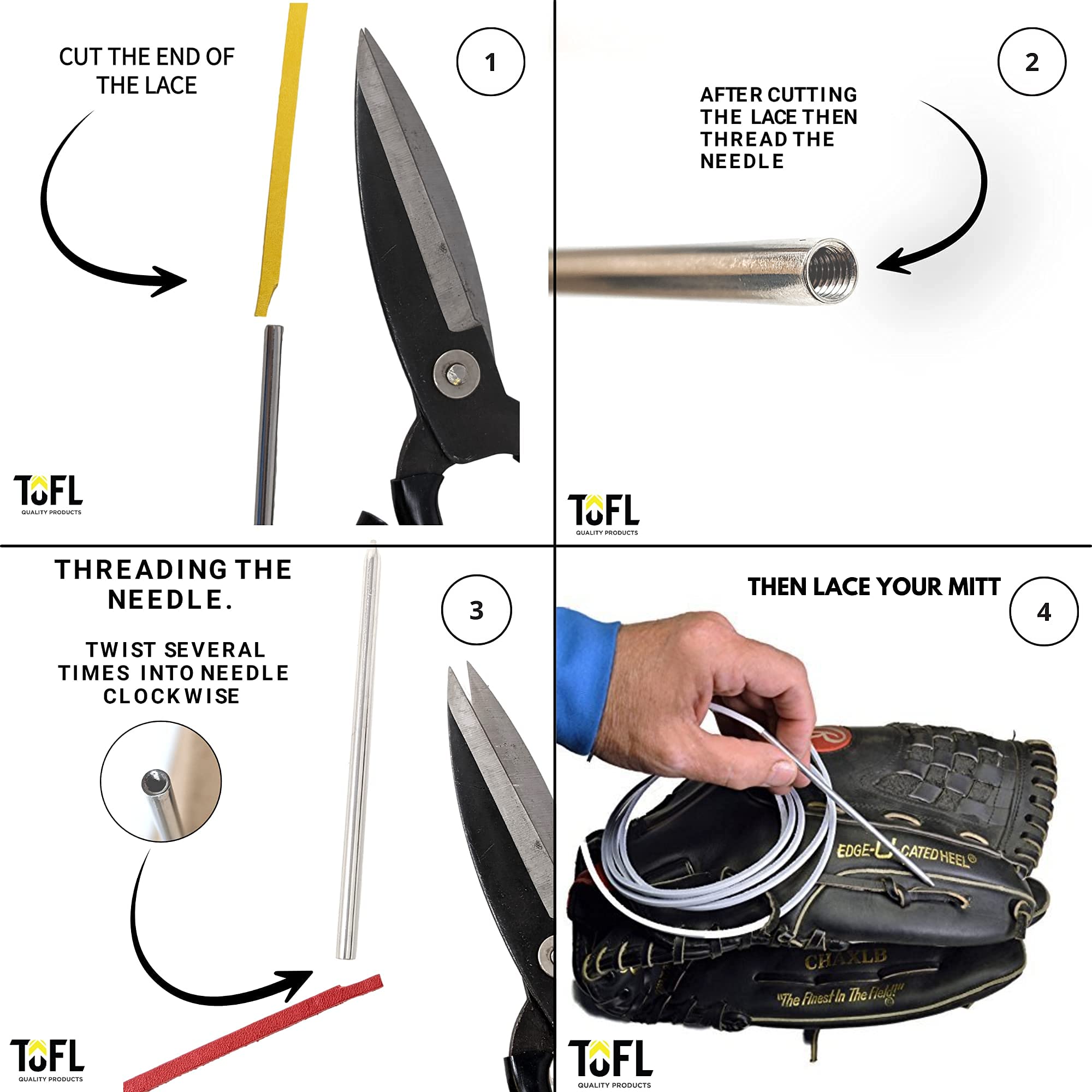 TOFL Premium Baseball & Softball Glove Lace Repair Kit - 2 Leather Laces with Needle for Catchers Mitt, Fielding Gloves & Baseball Accessories | Perfect for Glove Maintenance, Sports Equipment Repair & Baseball Practice Sessions