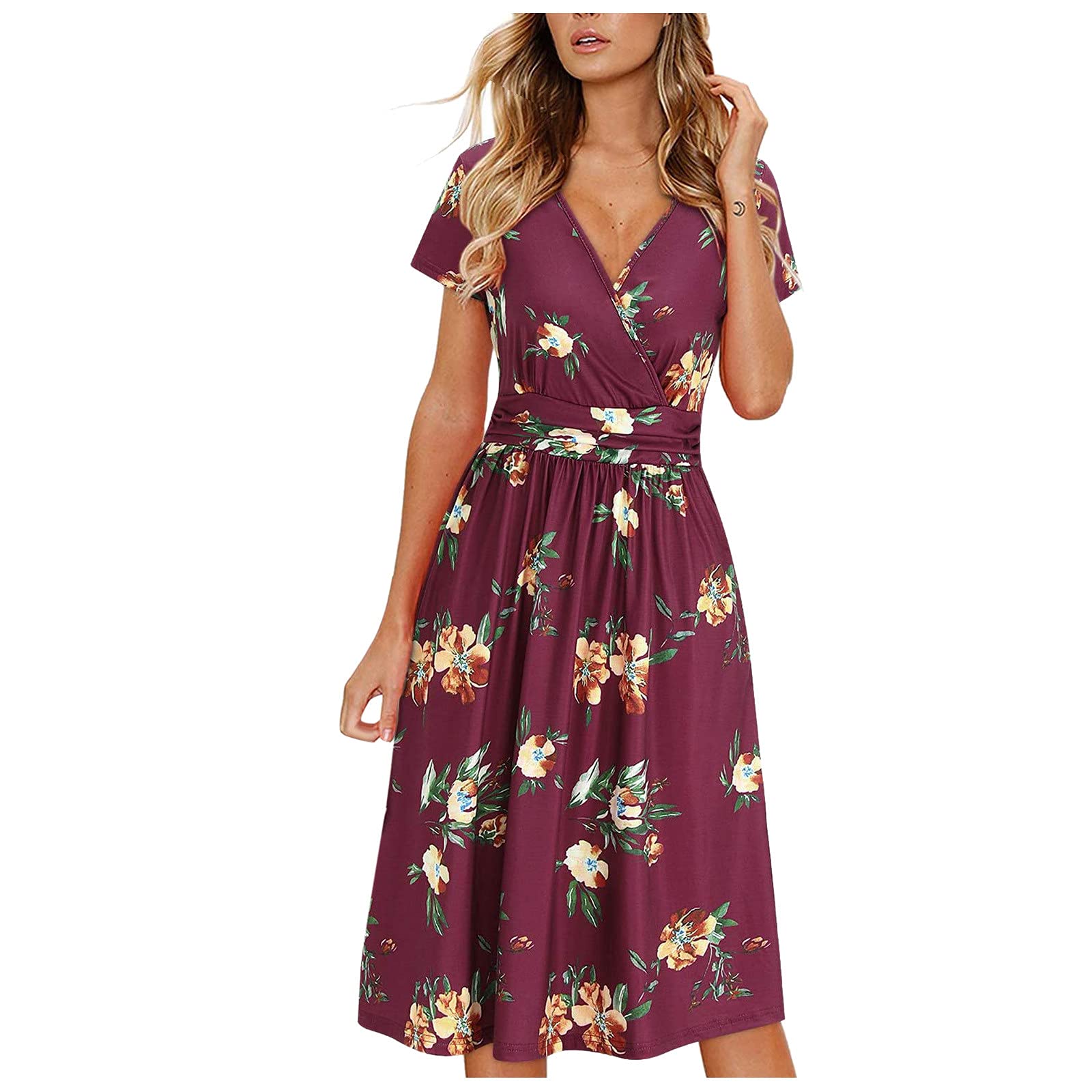 Felwors Women's Summer Casual T-Shirt Dress - Short Sleeve Boho Beach Dress for Women 2022 | Perfect for Beach Vacations, Summer Outings and Casual Wear