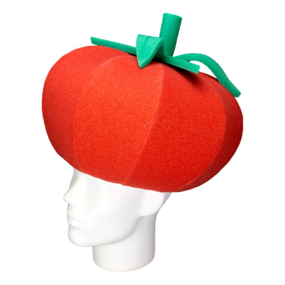 Funny Tomato Party Hat - Vegan & Vegetarian Gift Hat for Food Lovers - Foam Food Hat for Costume Parties, Festivals & Themed Events