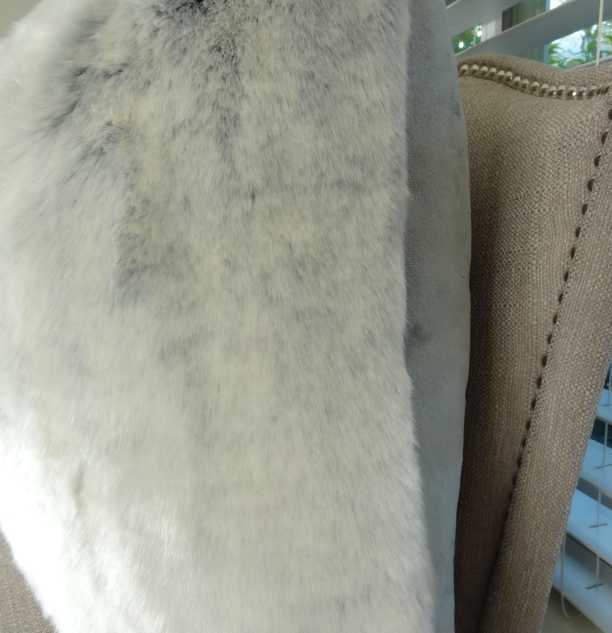 Luxury Ice Blue & White Faux Fur Throw Pillow - Soft Chinchilla-Style Pillow Cover with Blue Undertones - Made in USA - Perfect for Sofa, Bedroom Decor & Cozy Home Accents