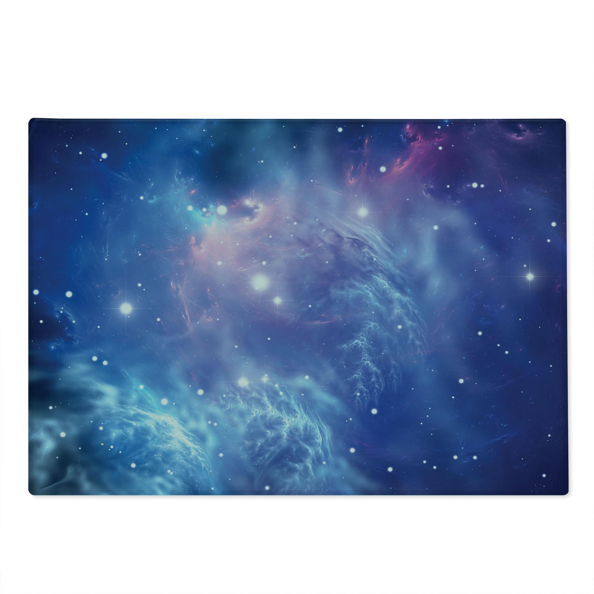 Ambesonne Galaxy Themed Tempered Glass Cutting Board - Outer Space Nebula with Star Clusters Astronomy Art - Large Purple Navy Serving Board for Kitchen & Party Use
