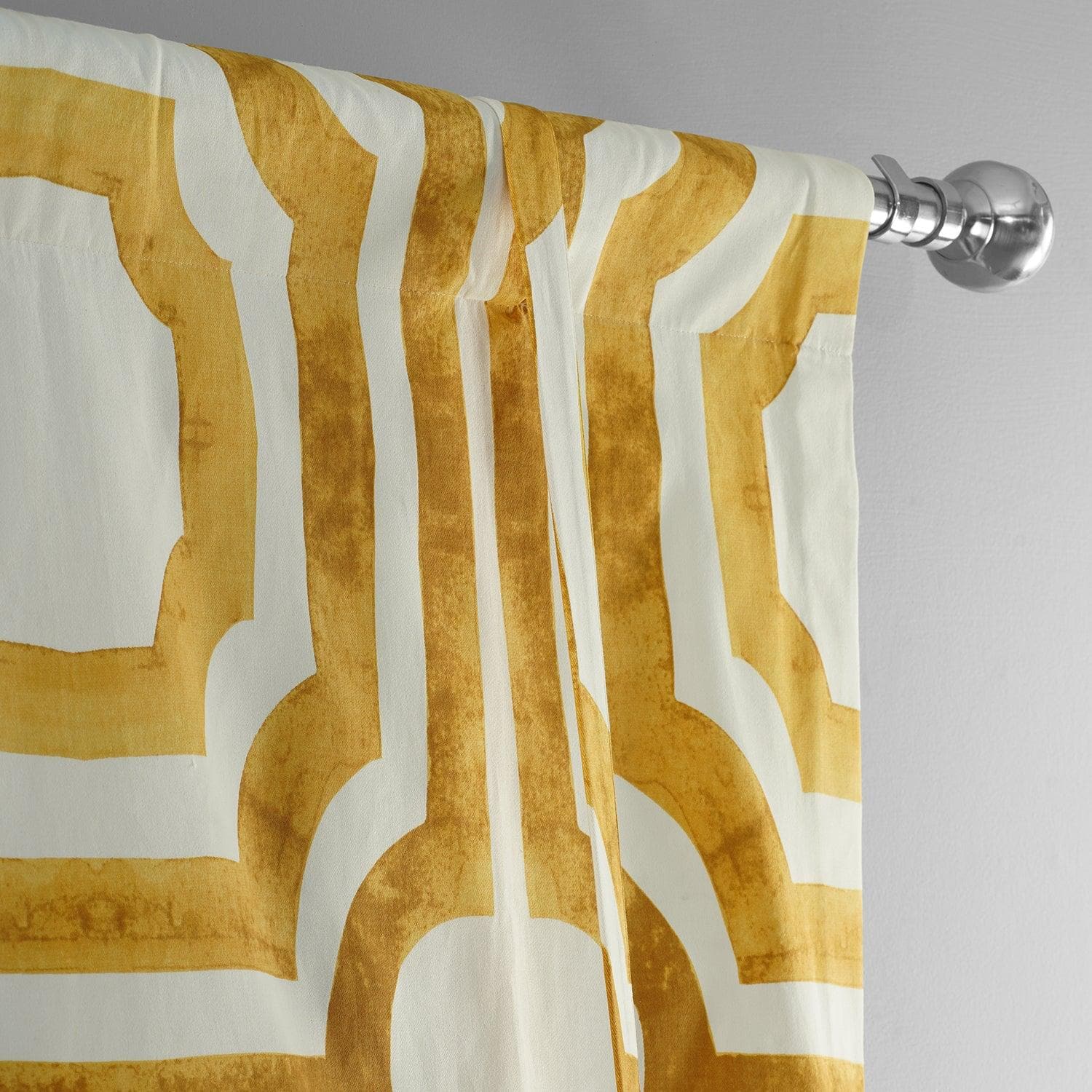 Mecca Gold Geometric Printed Cotton Blackout Tie-Up Window Shade - Perfect for Bedrooms, Nurseries & Home Offices