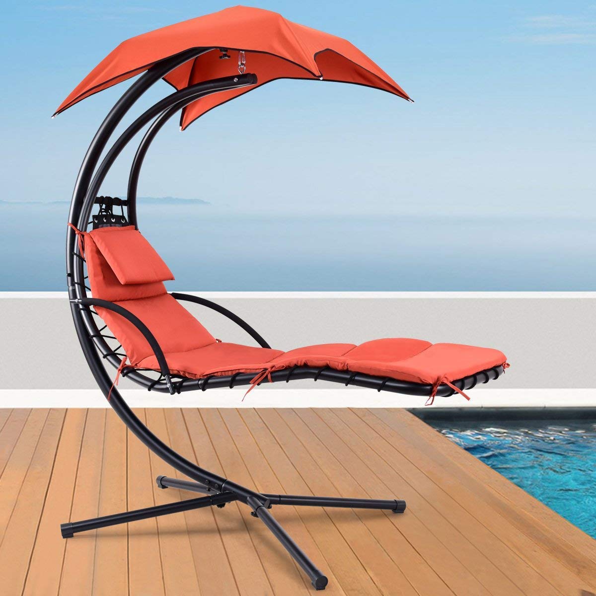 Free Standing Hammock Stand for Adults - Heavy Duty Outdoor Hanging Chair with Patio Lounge Swings - Rust-Resistant Yard Hammock for Backyard, Garden & Poolside Relaxation