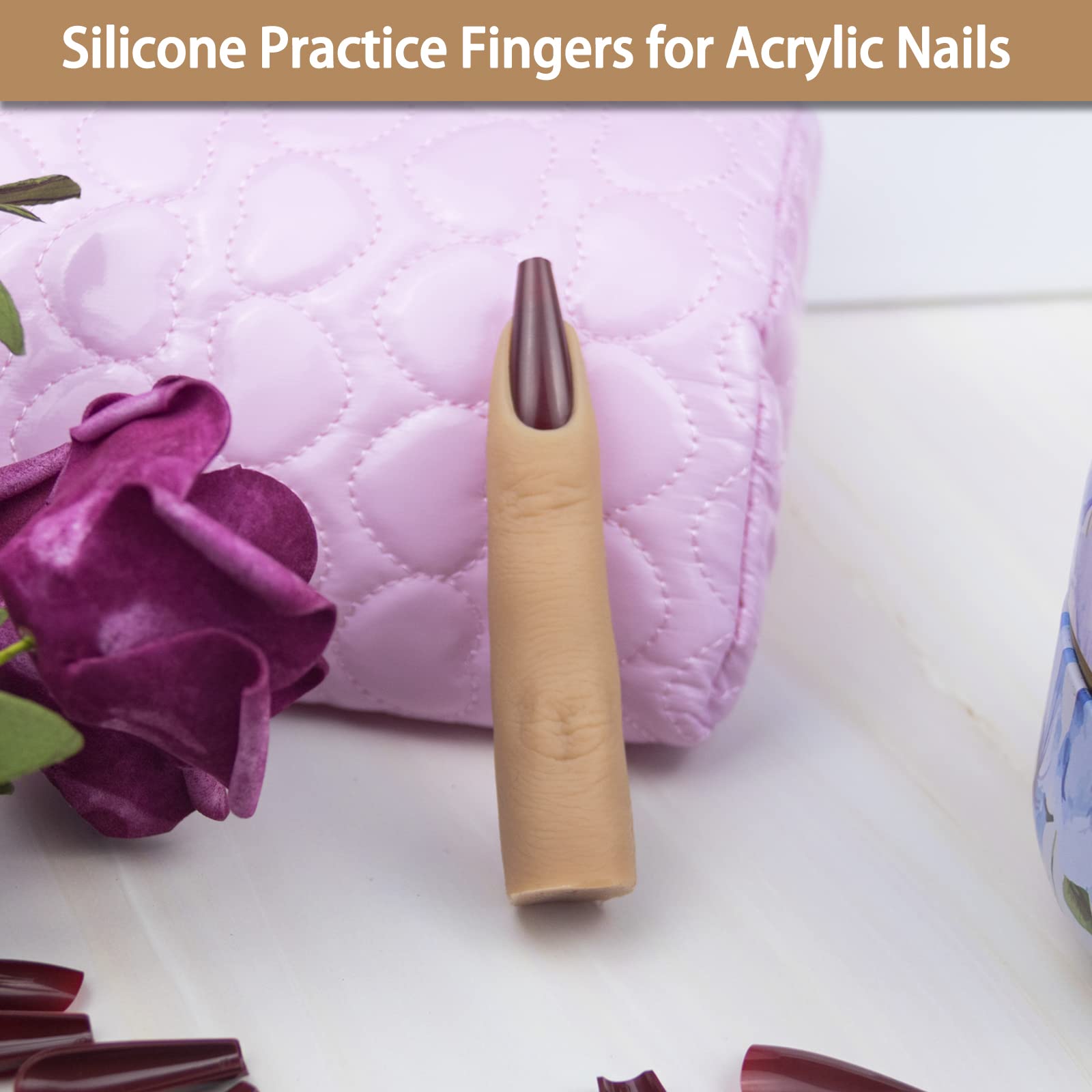 Flexible Silicone Practice Fingers for Acrylic Nails - Bendable Nail Training Tools with Soft Fake Fingers for DIY Manicure & Nail Art Practice - Perfect for Beginners, Salon Training, and Home Nail Care