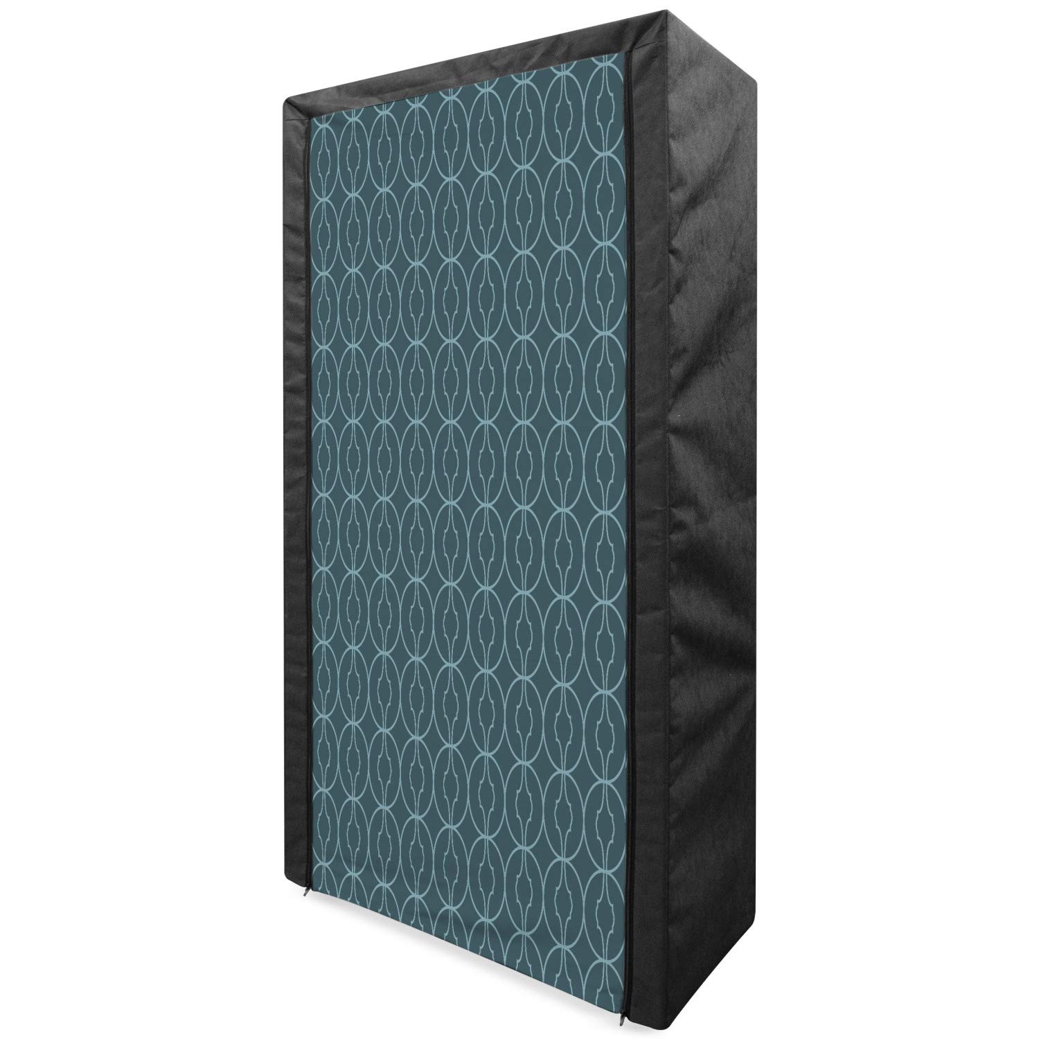 Ambesonne Antique Portable Fabric Wardrobe | Moroccan Oriental Design with Geometric Circles & Corners Print | 33.5