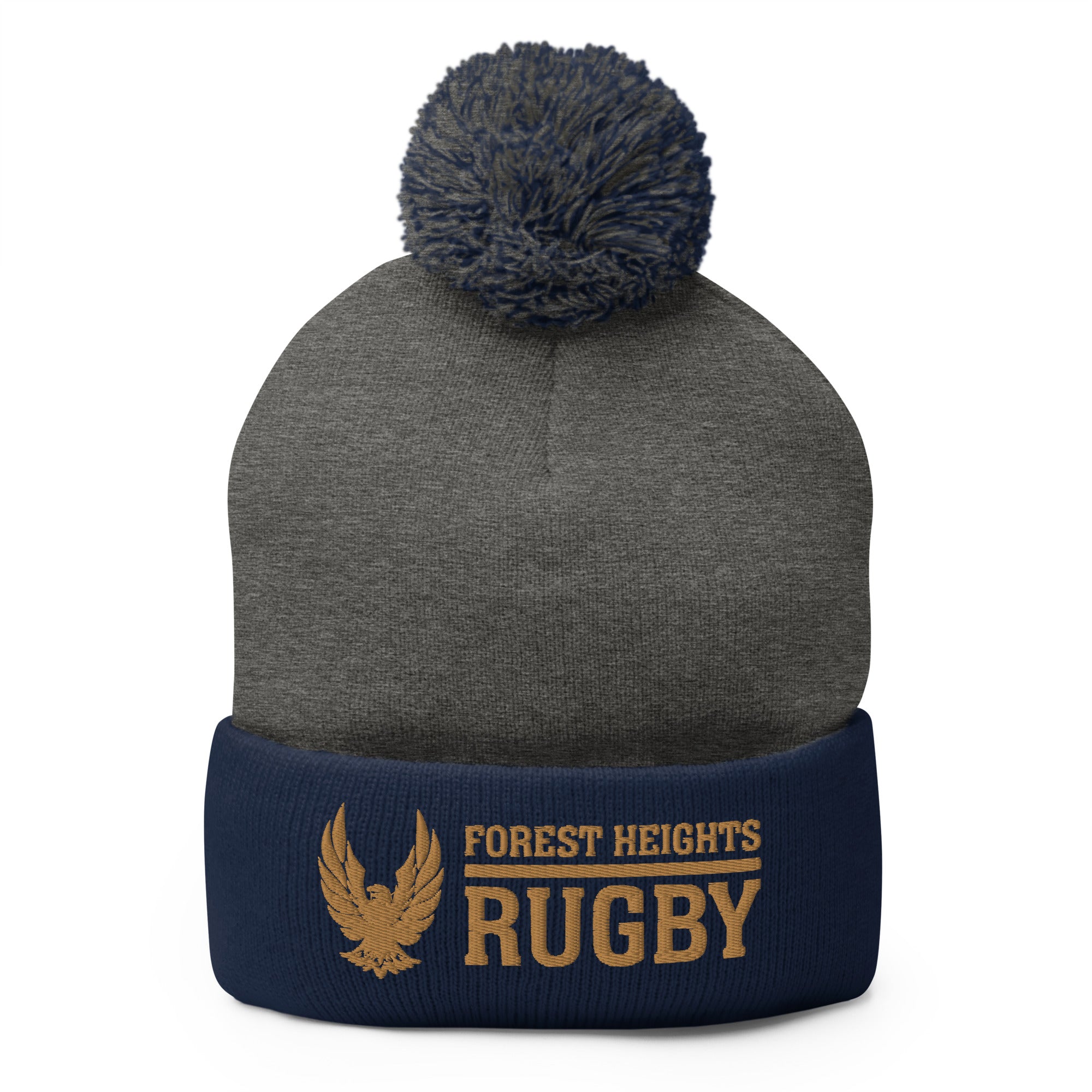 GHFH Rugby Pom Beanie - Warm Winter Knit Hat for Men & Women - Perfect for Rugby Games, Outdoor Sports & Cold Weather Activities