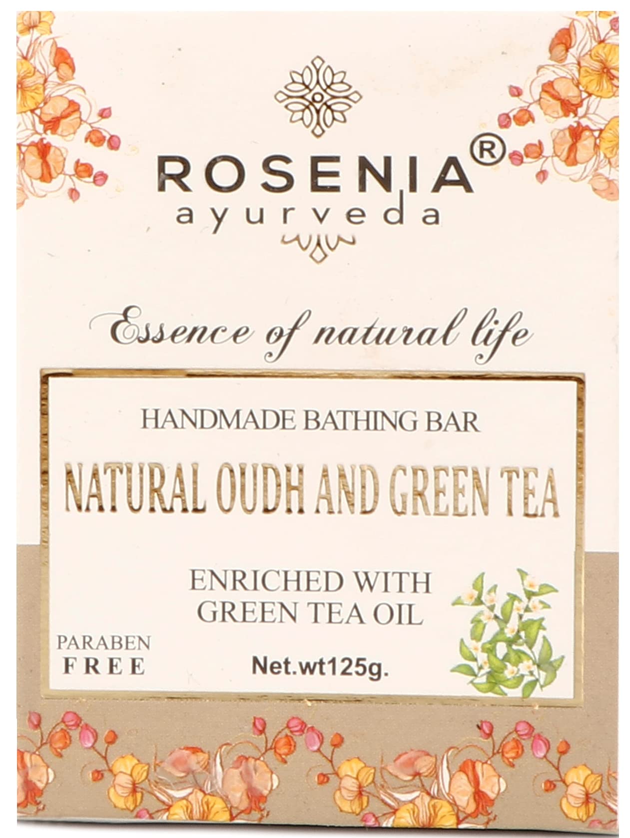 Rosenia Ayurveda Natural Oudh & Green Tea Handmade Soap Bar | Organic Bath Soap for Sensitive Skin | Perfect for Relaxing Baths & Aromatherapy