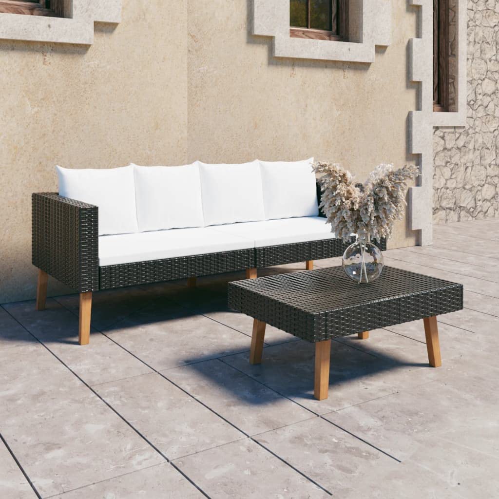 Premium 2-Piece Patio Lounge Set with Thick Cushions - Weather-Resistant Poly Rattan Outdoor Furniture - Durable & Comfortable Garden Seating for Backyard, Poolside, Balcony - Modular Design Easy to Clean & Move