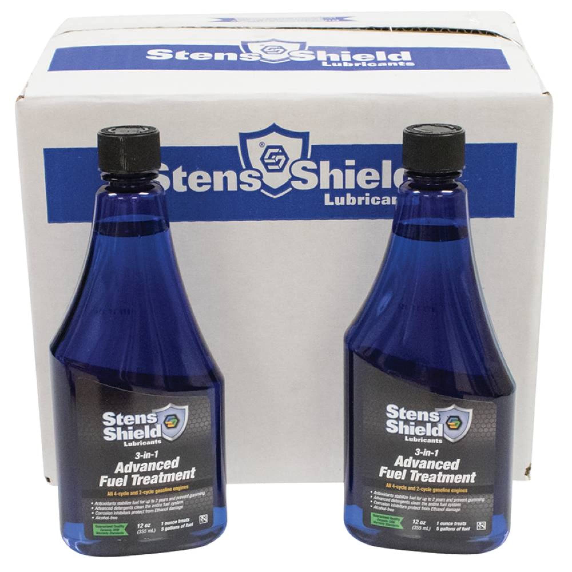 Stens 770-742 Shield 3-in-1 Advanced Fuel Treatment - 12 Pack (12 oz. Bottles) - Clean Injectors, Stabilize Fuel & Boost Performance for Cars, Trucks & Small Engines