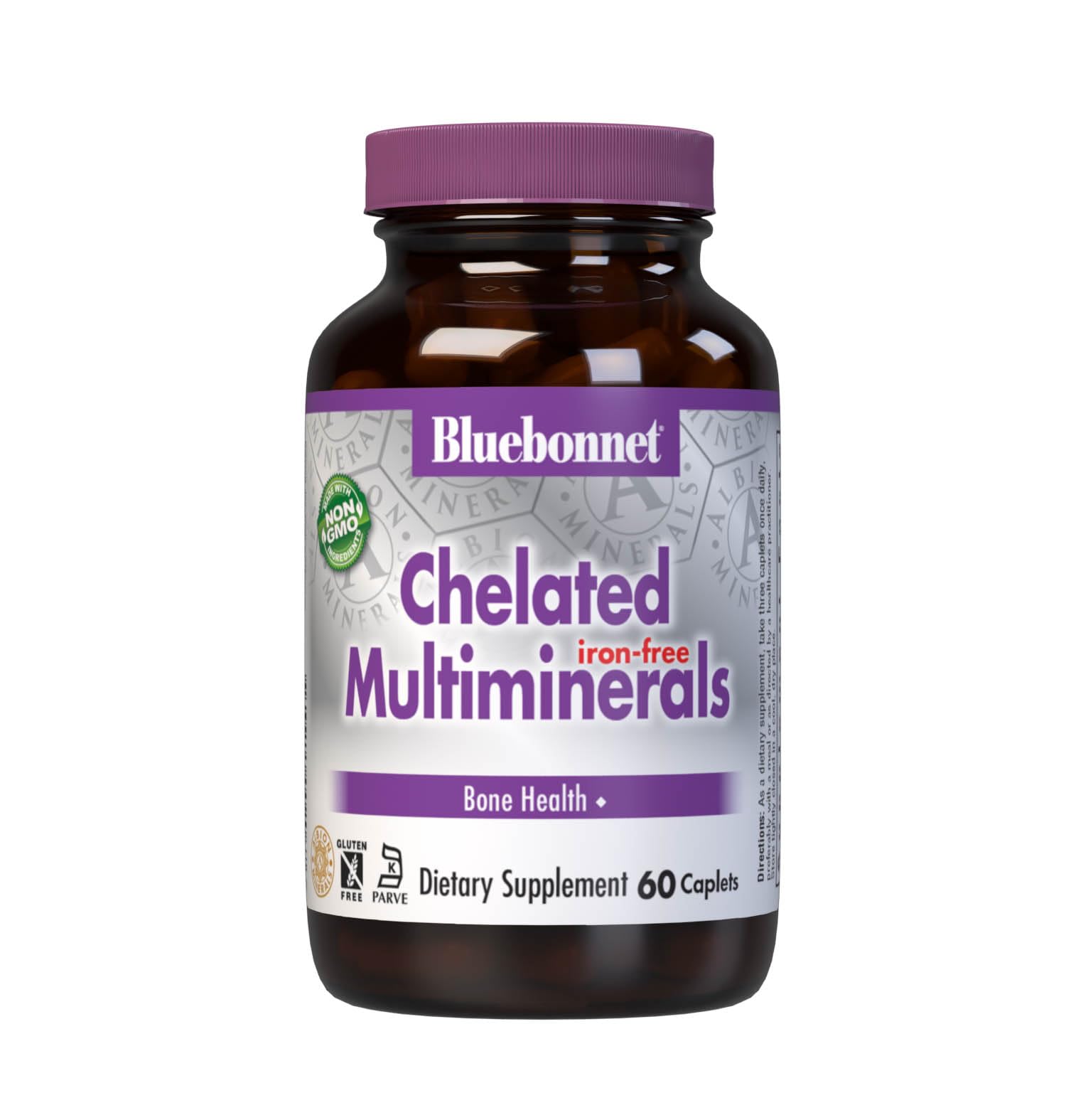 Bluebonnet Nutrition High Potency Chelated Multiminerals (Iron-Free) - 60 Caplets | Albion Chelated Minerals | Soy-Free, Gluten-Free, Non-GMO, Kosher & Dairy-Free | Supports Immune Health & Energy Metabolism | Perfect for Active Lifestyles & Dietary Restrictions