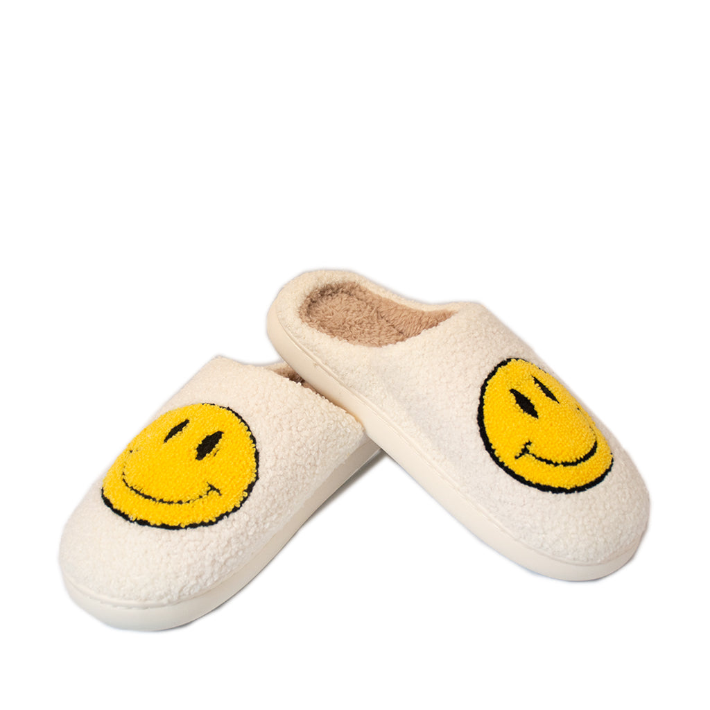 FLOOF White Fluffy Face Slippers for Adults - Cozy Home Footwear for Relaxing & Lounging