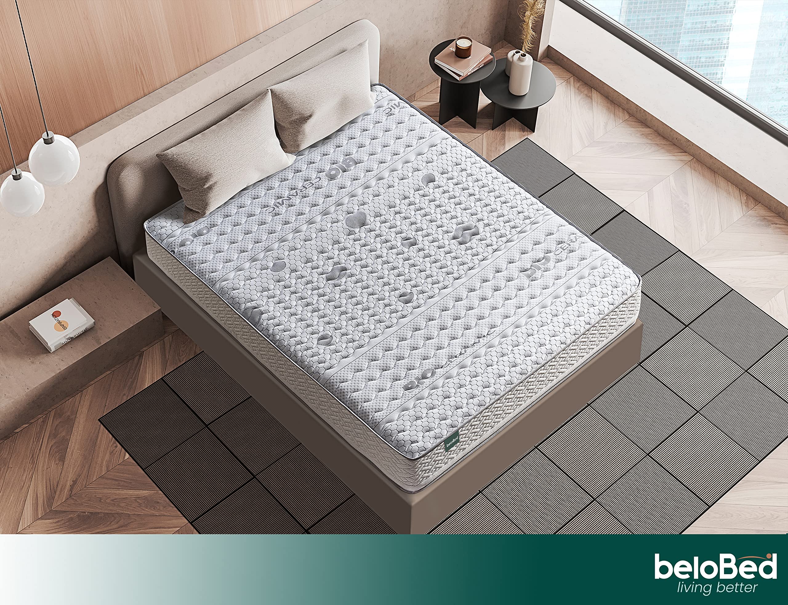 BeloBed 135x190 cm Memory Foam Mattress - Reversible, Medium Firm, 28 cm Height, Breathable & Roll-Packed for Easy Transport - Perfect for Guest Rooms, Dorms & Small Spaces - Airluxe Technology