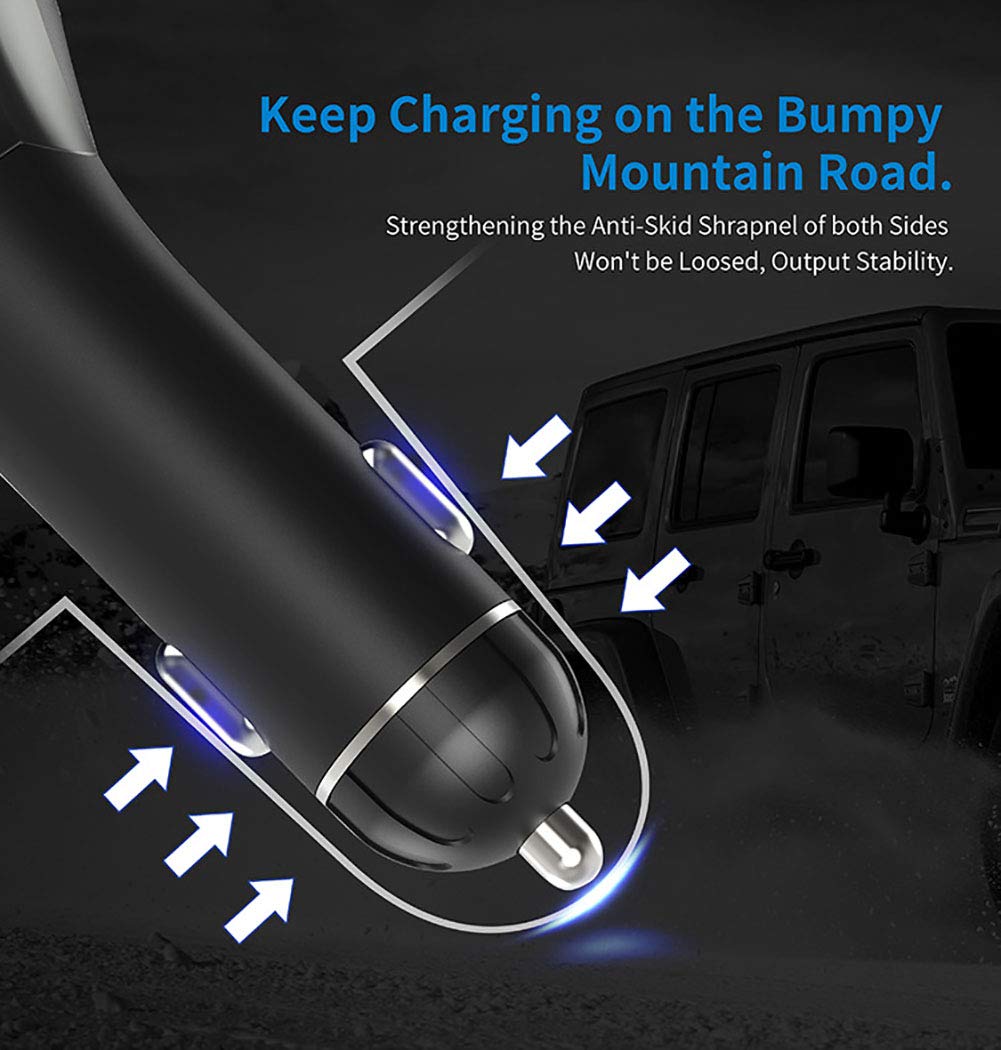 Wireless Bluetooth FM Transmitter for Car - 4.2 In-Car Radio Adapter with Hands-Free Calling, Dual USB Charging Ports, LED Display & 4 Stereo Modes | Perfect for Road Trips, Commuting & Streaming Music