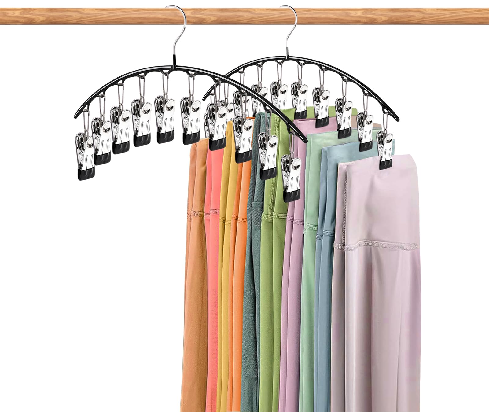 BLESSDEMI 20-Clip Space Saving Pants Hangers - 2 Pack Closet Organizers for Pants, Skirts & Legging Storage | Perfect for Closet Organization & Small Spaces
