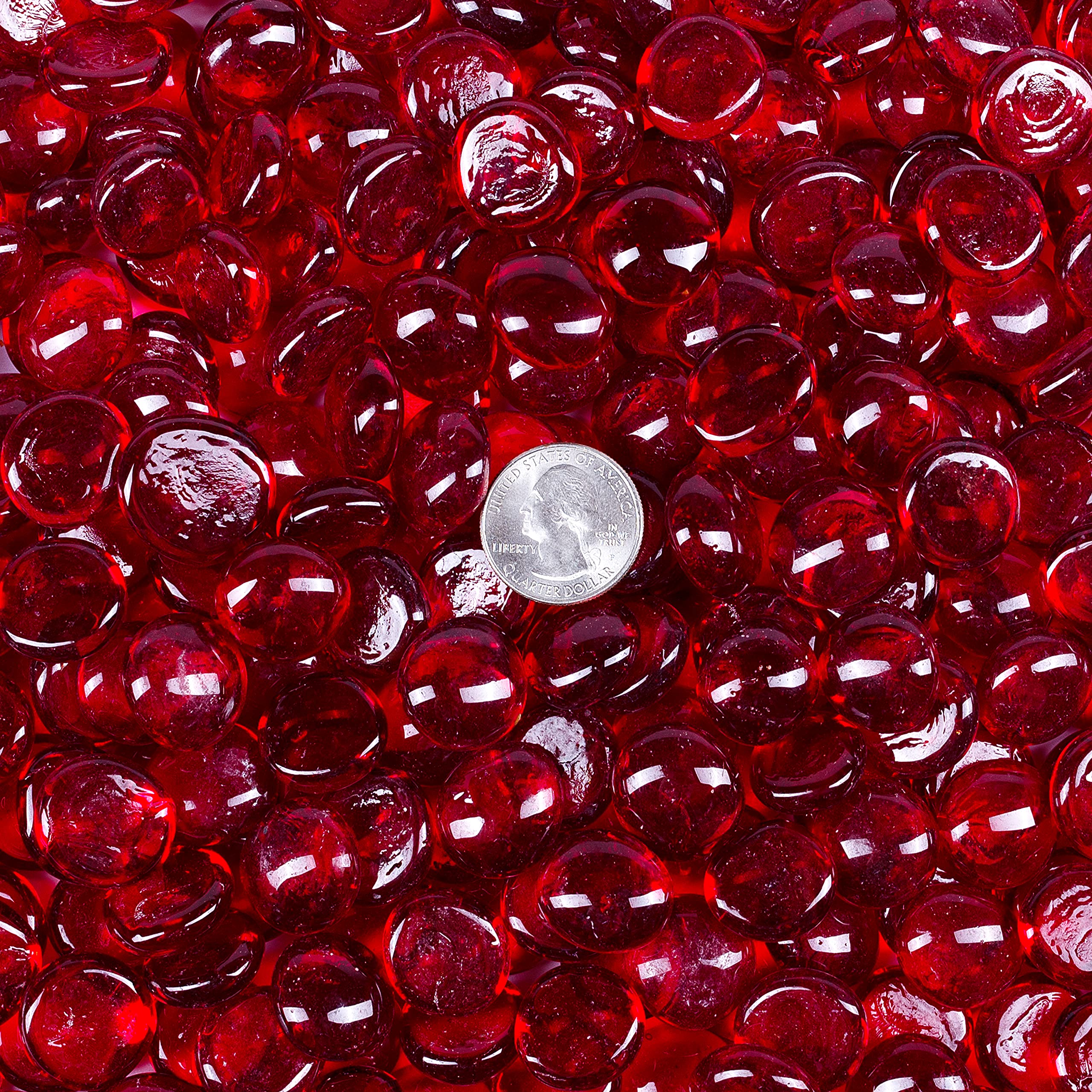 Galashield Red Flat Glass Marbles - 5 LBS (Approx. 450 Pieces) Vase Filler Gems, Decorative Pebbles for Floral Arrangements, Centerpieces, Wedding Decor & Home Decoration