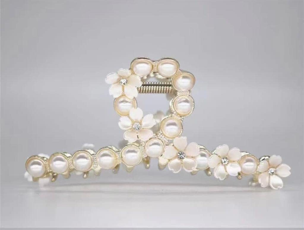 Radhya Pear Floral Metal Jumbo Claw Clip for Women & Girls - Large Hair Clips, Hair Clutcher, Hair Accessories - Perfect Gift for Girlfriend, Wife - Great for Parties, Weddings & Everyday Hairstyles