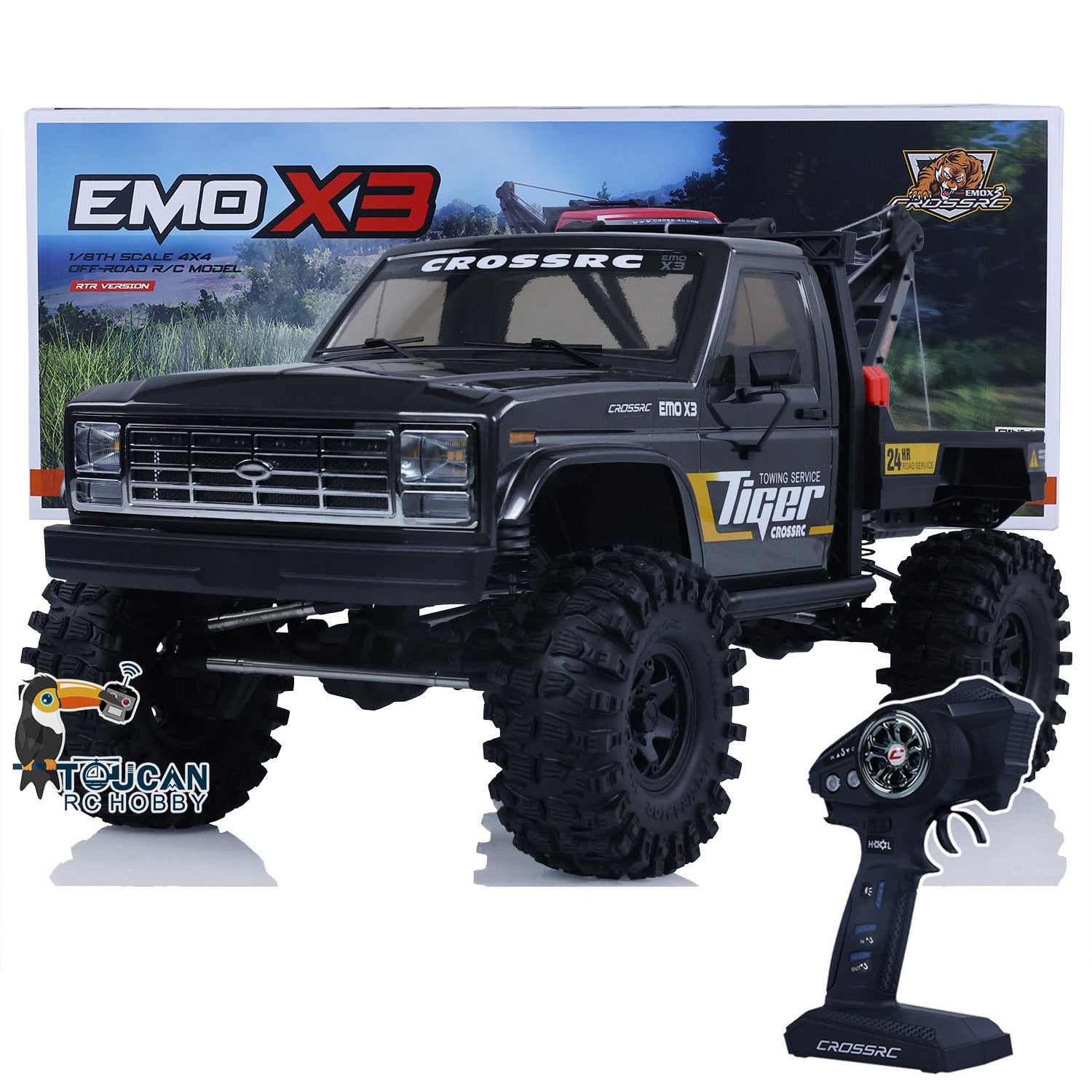CROSSRC EMO X3 1/8 Scale 4WD RC Crawler Truck - 4x4 Off-Road Remote Control Car with ESC, Motor & Servo for Rock Crawling, Trail Adventures & DIY Model Building