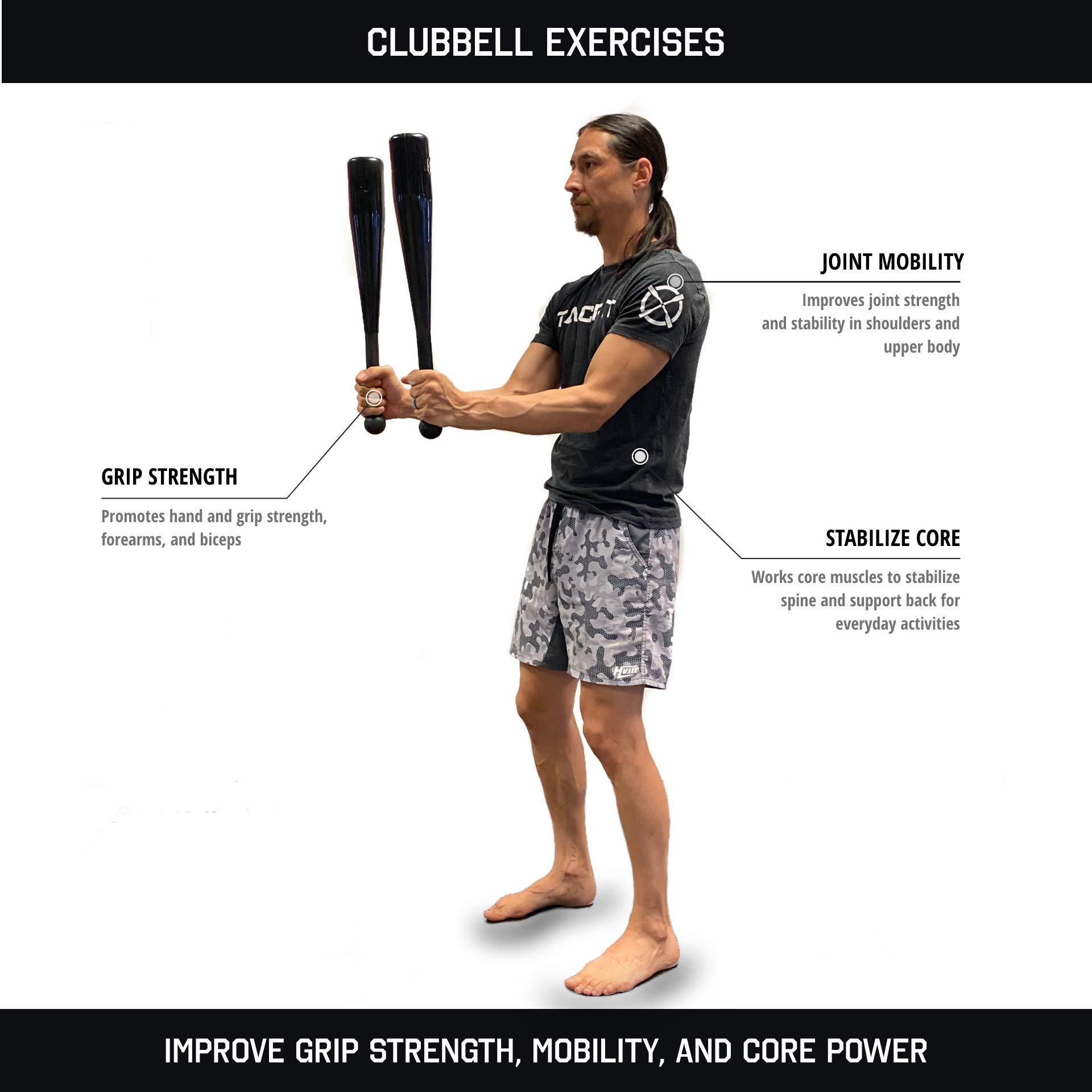 TACFIT Clubbells ® - Premium Patented Steel Indian Clubs for Shoulder Strength & Functional Training | Perfect for Home Gym, CrossFit, and Mobility Workouts