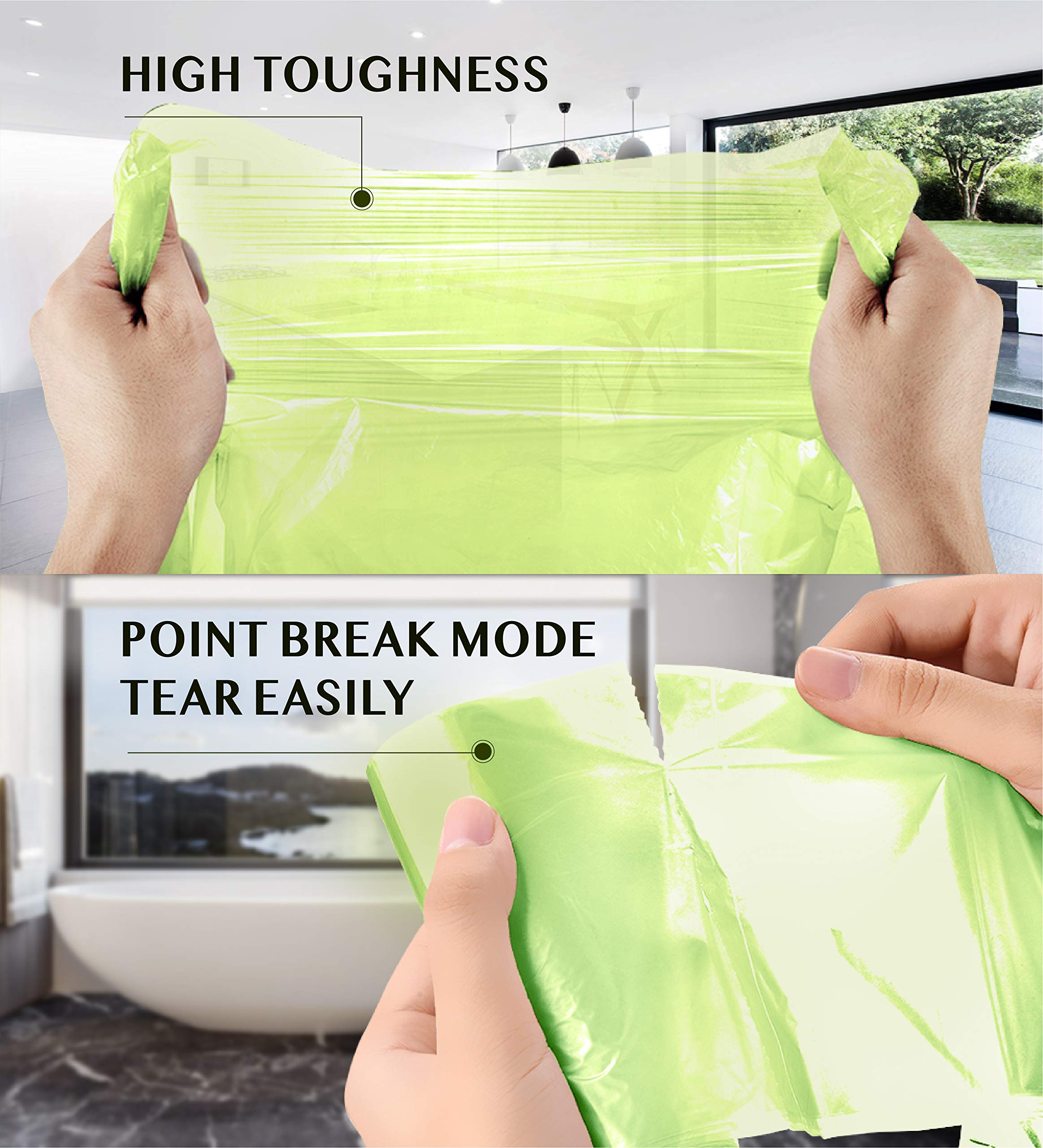 Eco-Friendly Compostable Trash Bags - FORID 8 Gallon (30L) 150 Count Unscented Kitchen Garbage Bags | Durable Thick Wastebasket Liners for Home, Office, Bathroom & Outdoor Use | Biodegradable Green Trash Can Bags (5 Rolls) - Perfect for Recycling & Organic Waste Disposal