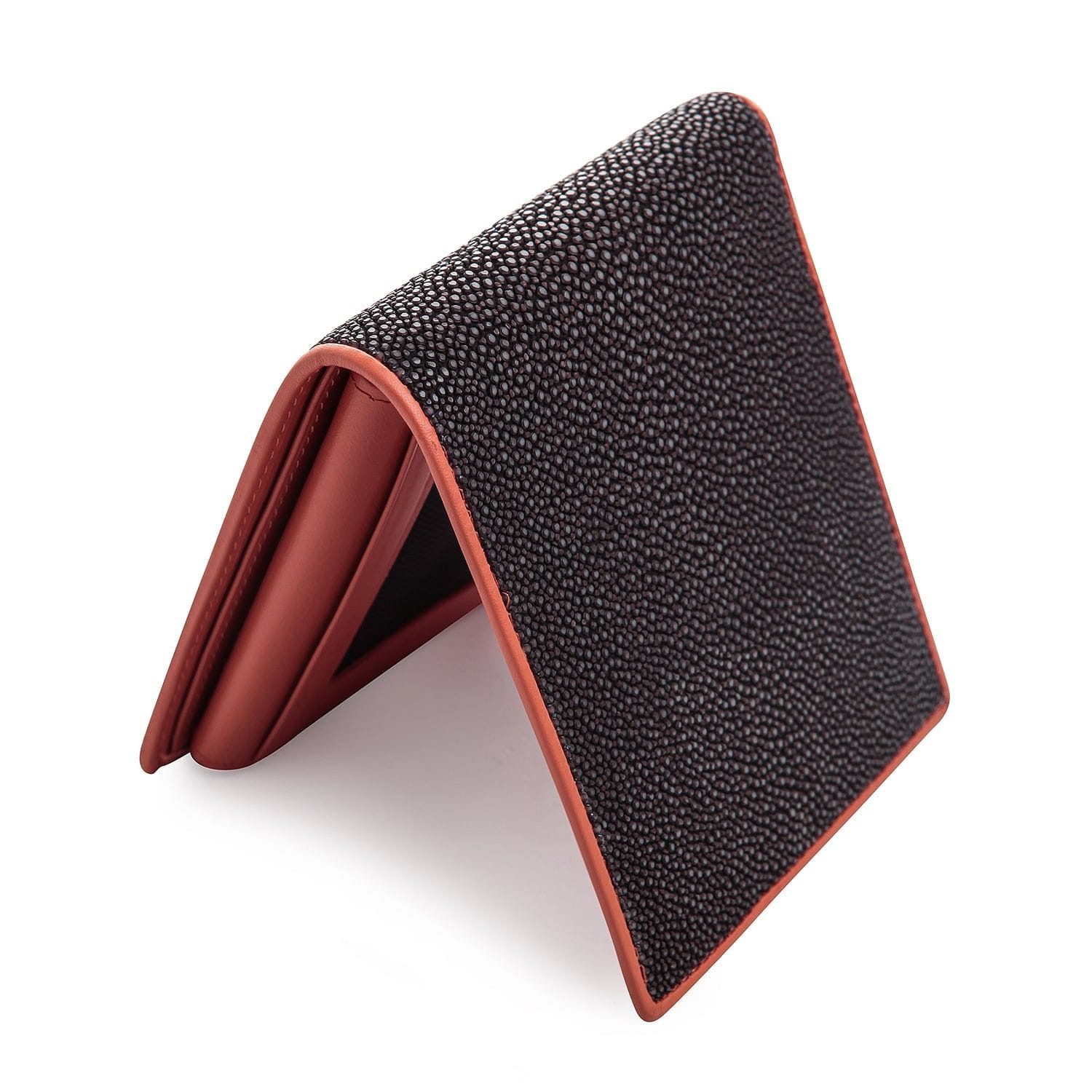 Genuine Stingray Skin Men's Wallet - Two-Tone Black & Brown Leather Bifold Wallet for Everyday Use & Gift Giving