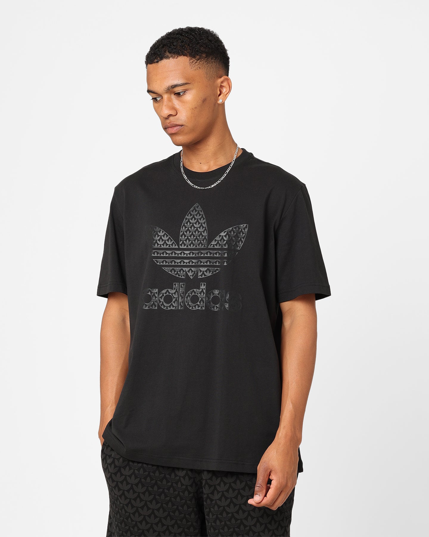 Adidas Adicolor Graphics Monogram T-Shirt for Men - Black Cotton Casual Tee for Streetwear & Everyday Outfits