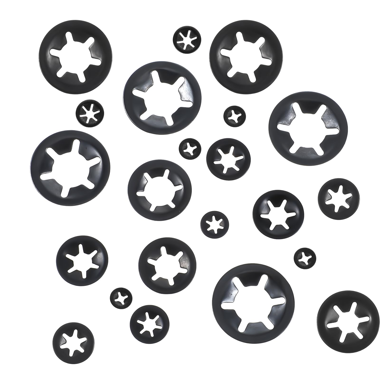 265PCS 9 Sizes Internal Tooth Star Lock Washers Kit - Black Push On Lock Washers for Fast Assembly - Hardware Nuts Assortment for Automotive, Furniture & DIY Projects