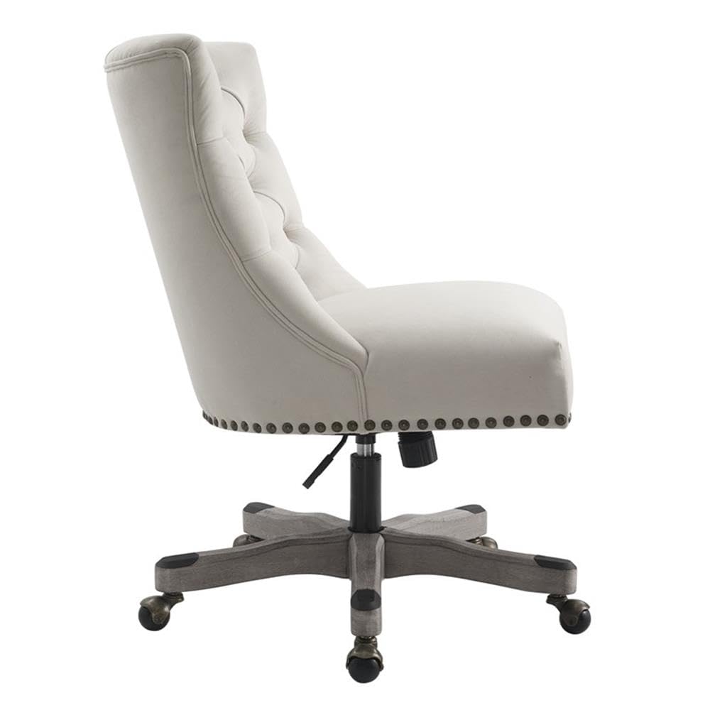 UrbanPro Wood Upholstered Office Chair in Natural Beige - Ergonomic Home Office Desk Chair with Lumbar Support - Perfect for Remote Work, Study & Gaming Setup
