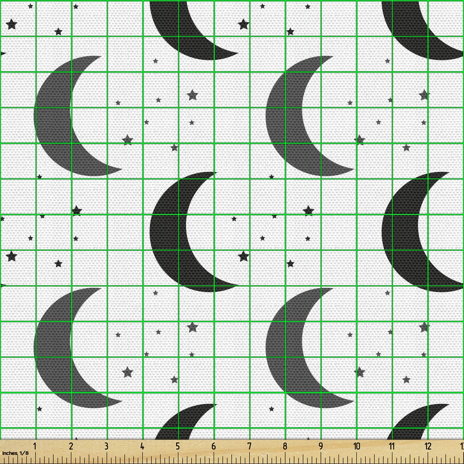 Ambesonne Moon and Stars Fabric by The Yard - Dark Grey & White Boho Space Themed Decorative Fabric for Upholstery, Curtains, DIY Home Decor (10 Yards) - Perfect for Bedroom, Living Room & Bohemian Style Interiors