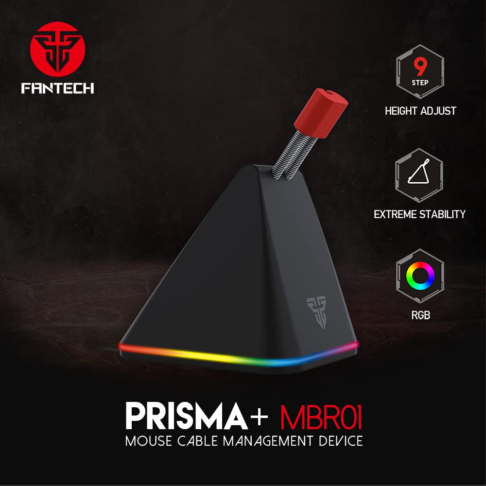 FANTECH RGB Gaming Mouse Bungee - Adjustable Mouse Cord Holder & Cable Management Device for Esports & PC Gaming - Perfect for FPS, MOBA & Streaming Setup (Black)