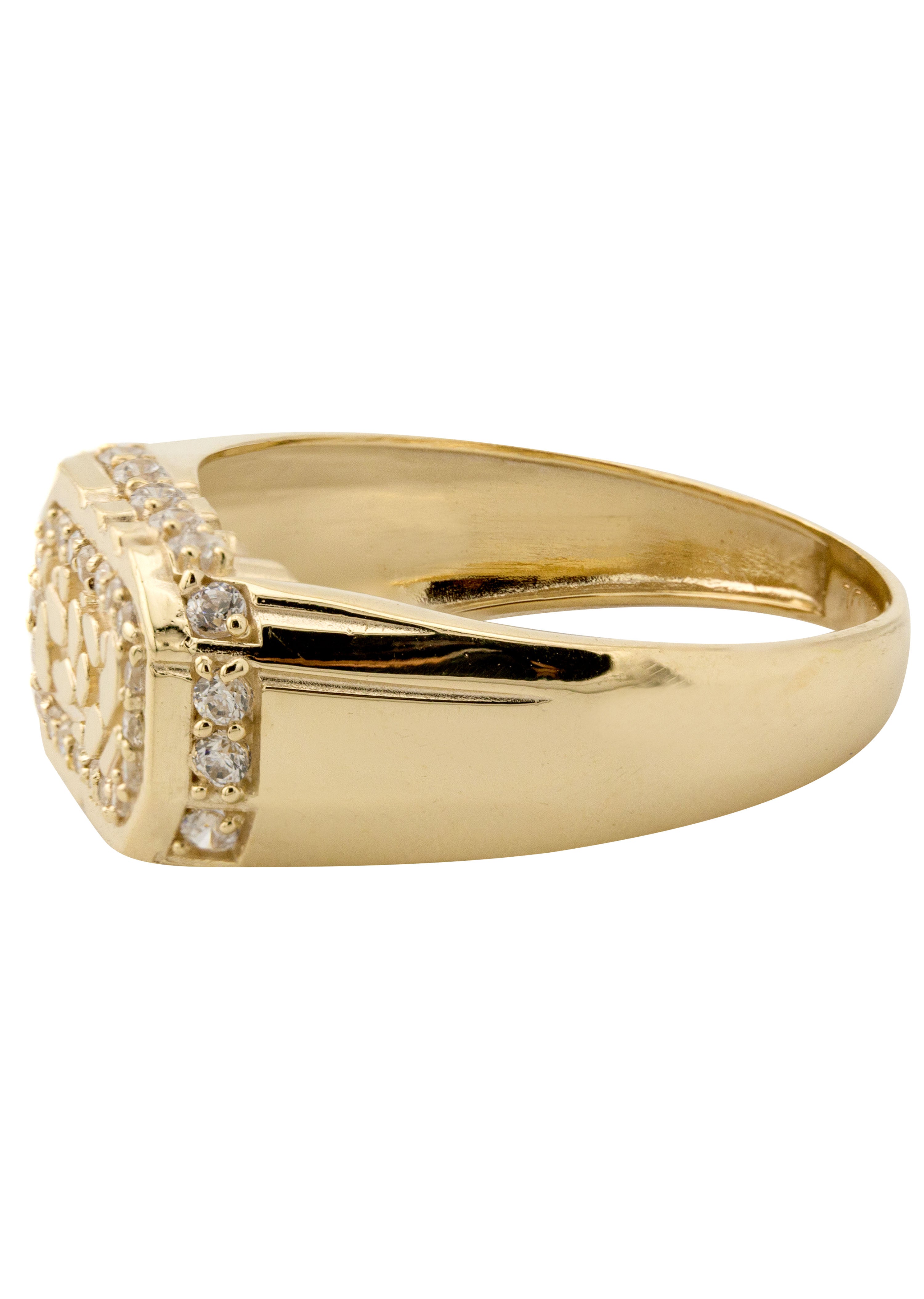 10K Gold Cubic Zirconia Nugget Ring for Men - 2.3 Grams Solid Gold Statement Jewelry - Perfect for Weddings, Anniversaries & Gifts