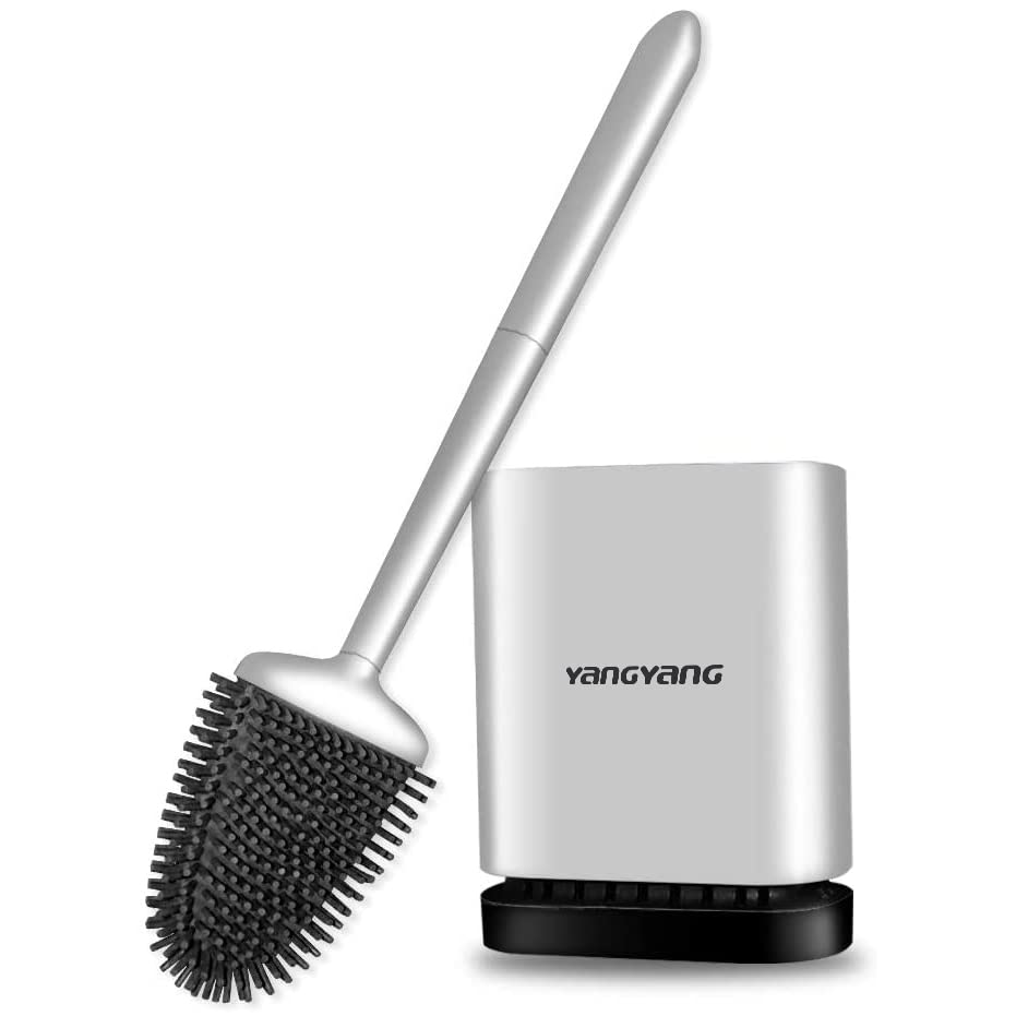 Flexible Toilet Brush and Holder Set with Silicone Bristles - Compact Bathroom Cleaning Tool with Ventilated Base for Easy Storage - Perfect for Small Spaces, Apartments & RVs