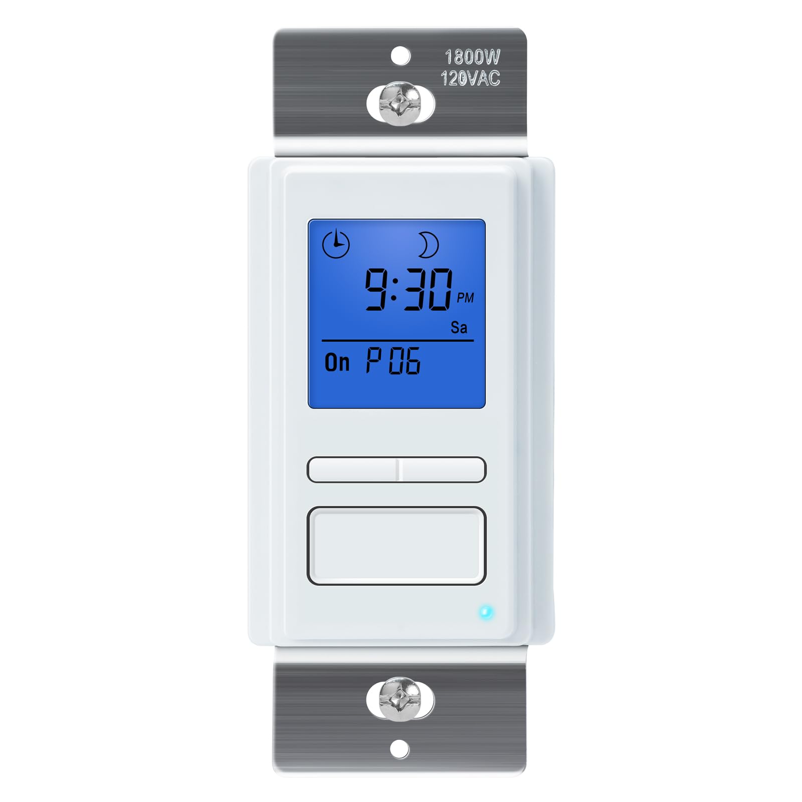 7-Day Programmable Light Switch Timer with Blue Backlight LCD - In-Wall Digital Timer for Lights, Fans & Motors - Sunrise/Sunset Auto On/Off - Neutral Wire Required - Perfect for Home, Office & Outdoor Lighting Automation