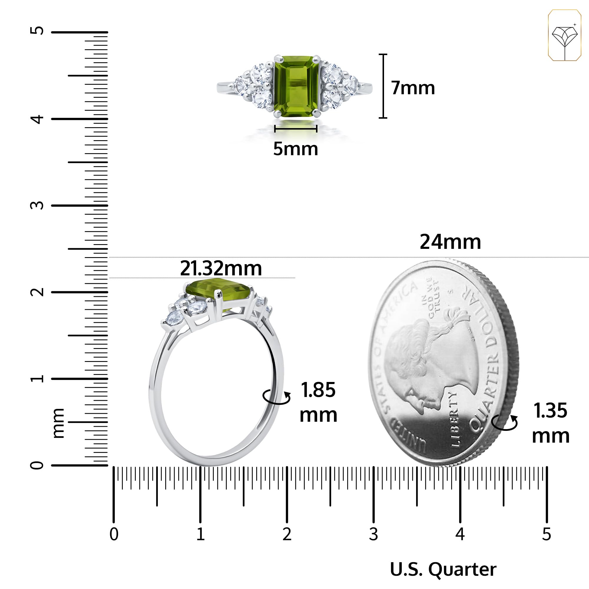 10K Gold Emerald Cut Birthstone Rings for Women - Durable Anti-Tarnish Cocktail Rings | Size 5-9 with Gift Box | Perfect for Anniversaries, Birthdays & Special Occasions