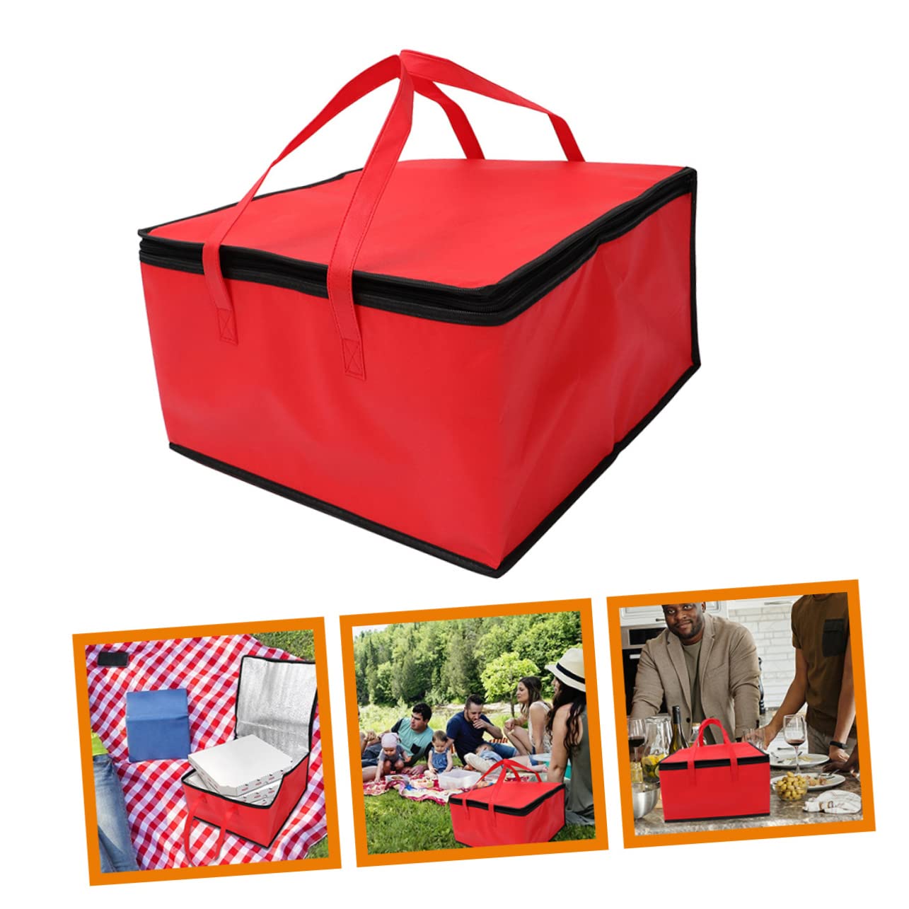 **Hemoton Insulated Food Delivery Bag - 9 Inch Hot & Cold Meal Tote for Pizza, Groceries, Takeout - Red | Perfect for Food Delivery, Picnics & Outdoor Dining**