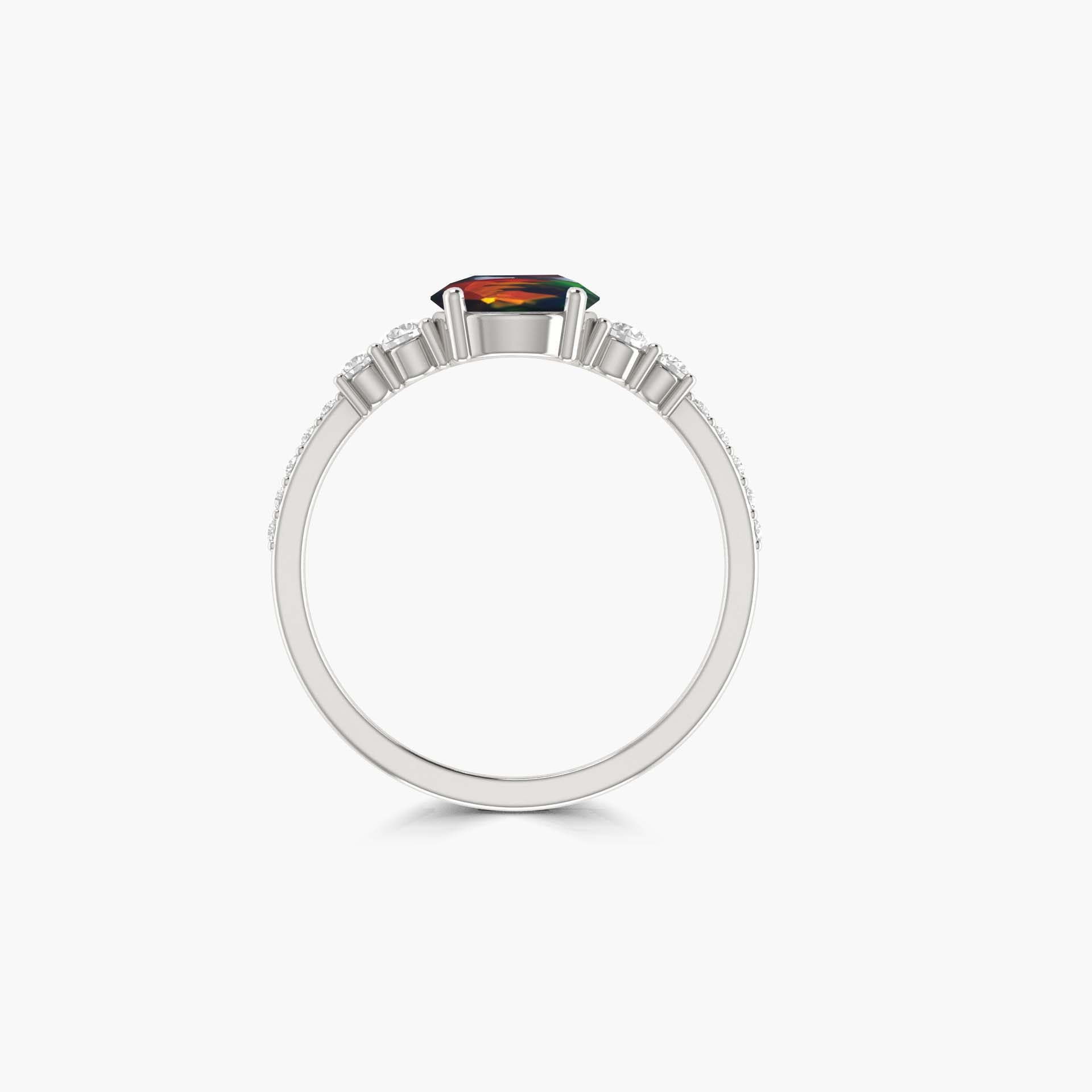 Elegant Black Fire Ethiopian Opal Wedding Ring for Women - Dainty Round Gemstone Engagement Band, Perfect for Bridal, Anniversary & Special Occasions