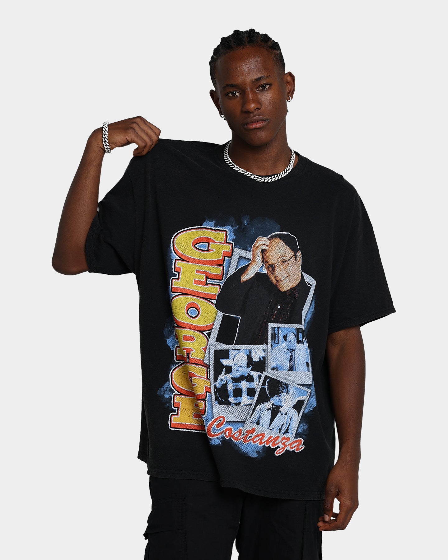 Vintage Seinfeld George Costanza T-Shirt - Washed Black Retro TV Show Tee for Men & Women - Perfect for Casual Wear, Cosplay, and 90s Nostalgia Fans