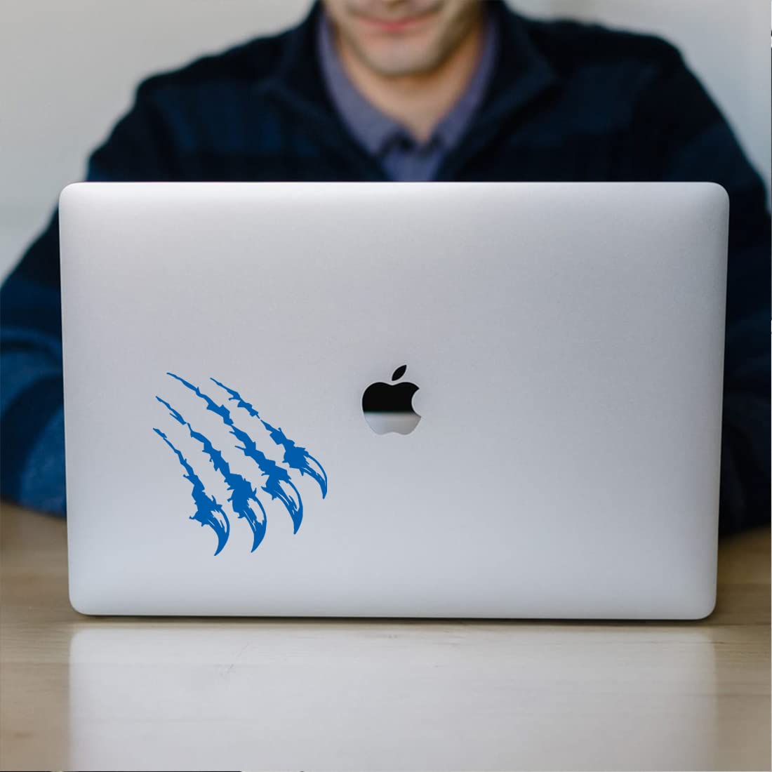 Premium Waterproof Vinyl Decal Stickers (Azure Blue, Set of 2) - Durable Claw Scratch Design for Laptop, Phone, Helmet, Car Bumper, Mug, Cup, Door & Wall Decoration - Perfect for Personalizing Devices and Home Decor