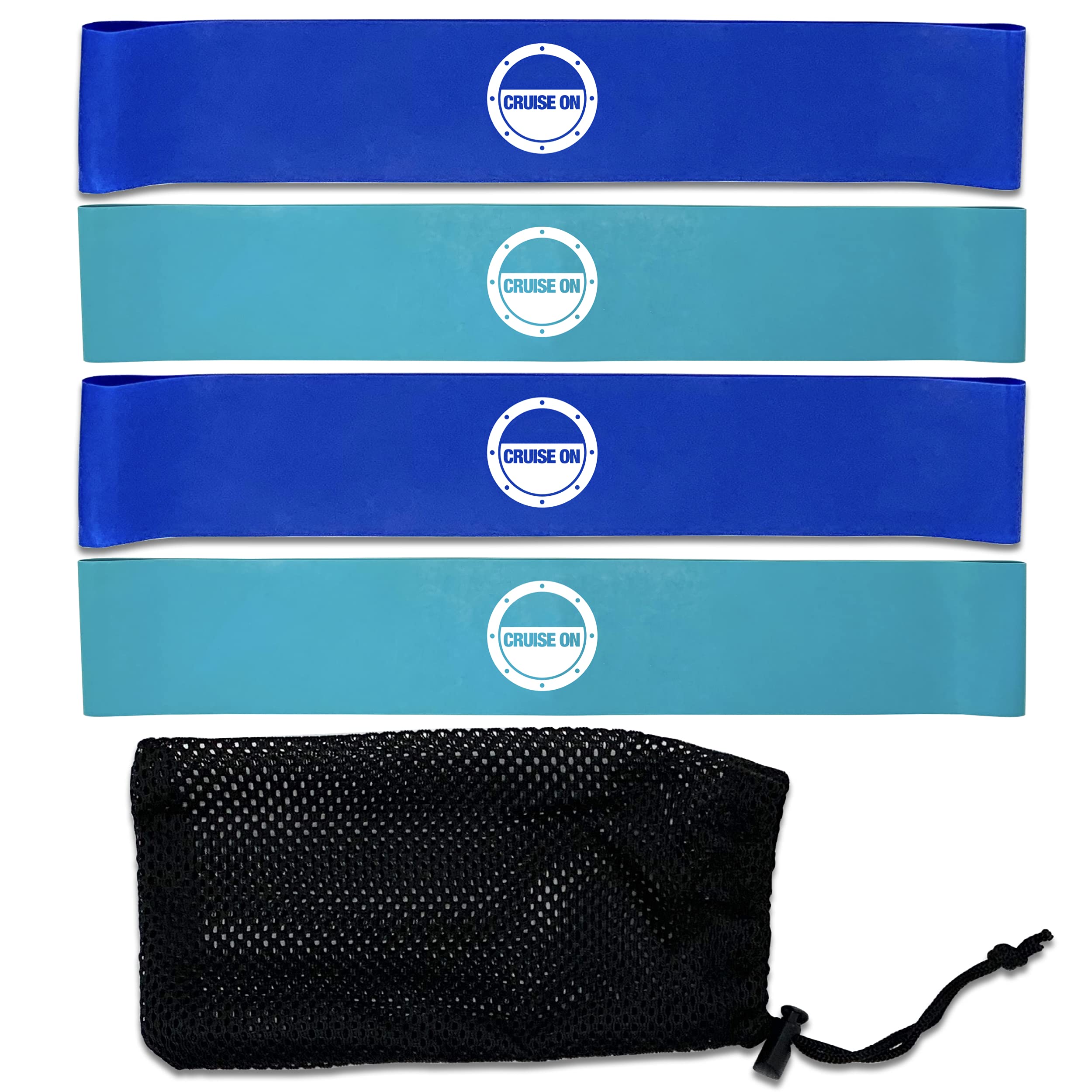 Cruise On Towel Bands for Cruise Chairs (4 Pack) - Secure & Stylish Beach Towel Clips for Pool, Ship & Travel - Blue & Teal - Perfect for 2025 & 2027 Vacations, Essential for Beach, Cruise & Resort Use