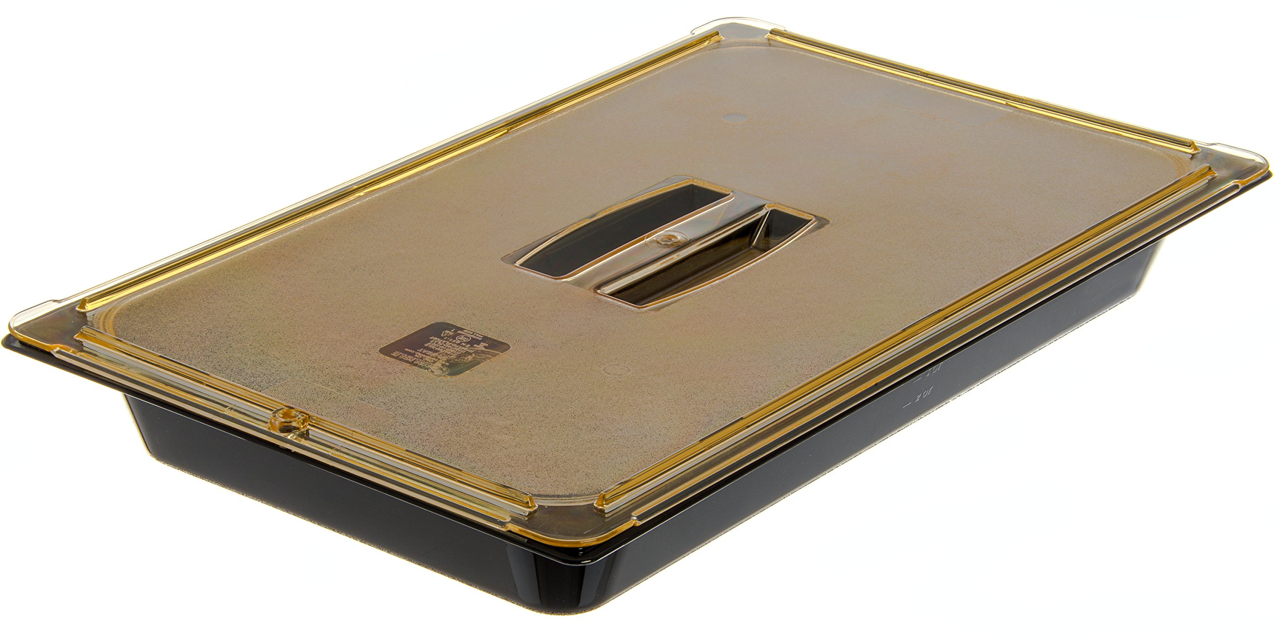 Carlisle 10410U13 High Heat Universal Lid for Full Size Food Pans - 20.75 x 12.88 Inches, Amber, Durable Plastic, Case of 6 - Perfect for Restaurants, Catering & Commercial Kitchens