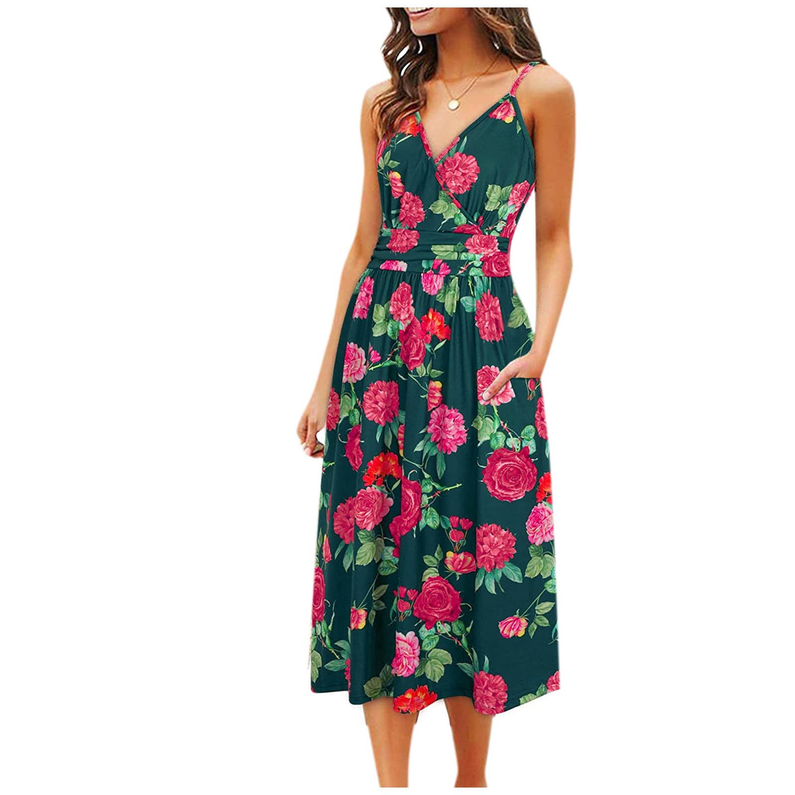 MOBCTG Tardis Dress Plus Size - Women's Pullover Multicolor Printed Suspender Sleeveless Loose Pocket Dress (3XL, Red) | Casual Summer Outfit for Women | Perfect for Beach, Vacation & Everyday Wear