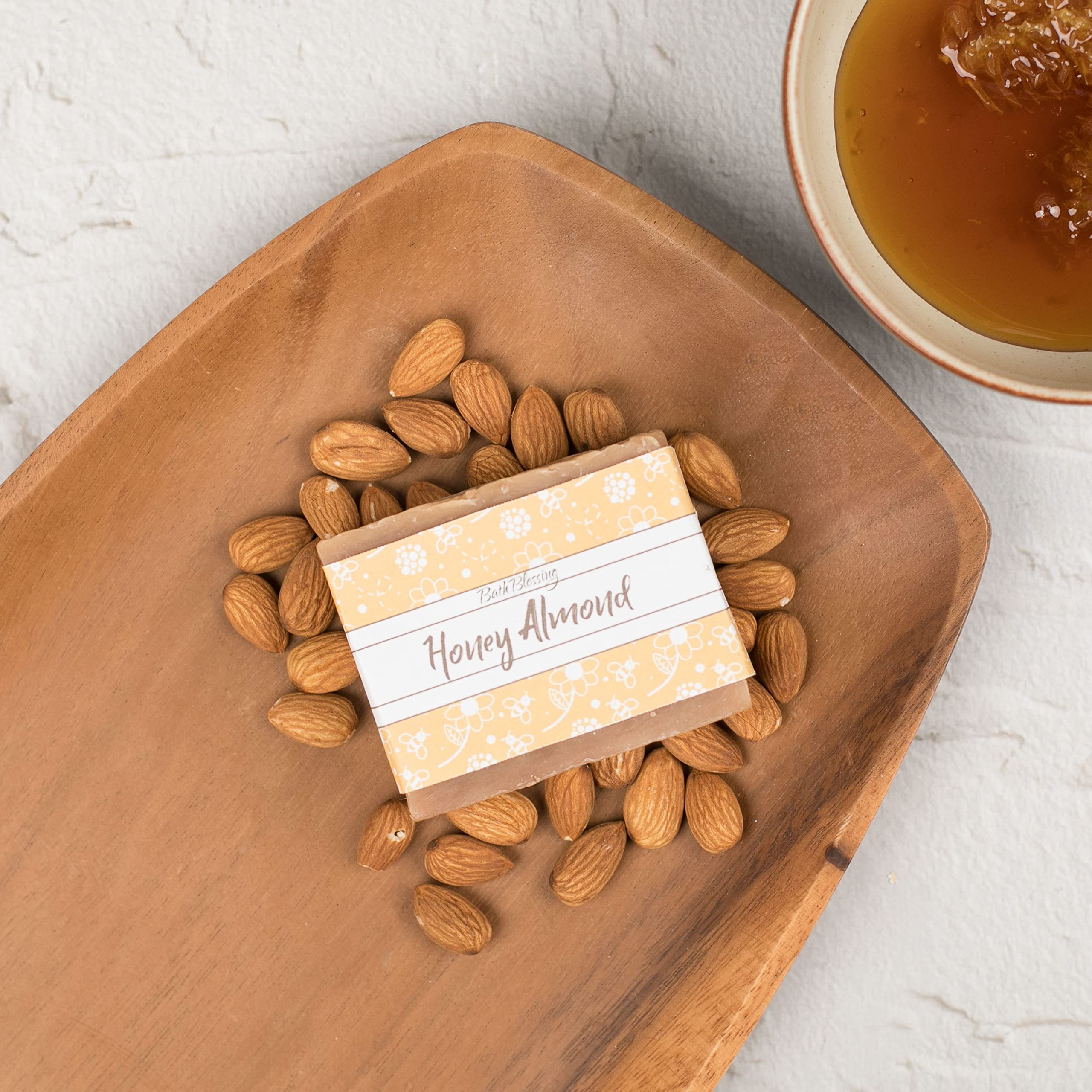 Organic Honey Almond Soap Bar - Natural Moisturizing & Exfoliating Handmade Soap for Dry Skin - Perfect for Daily Face & Body Wash, Spa Day, and Gift Sets