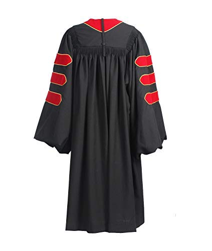 MyGradDay Deluxe Graduation Doctoral Gown, Hood & 8-Side Tam Set - Premium PhD Graduation Attire for Commencement Ceremonies & Academic Events