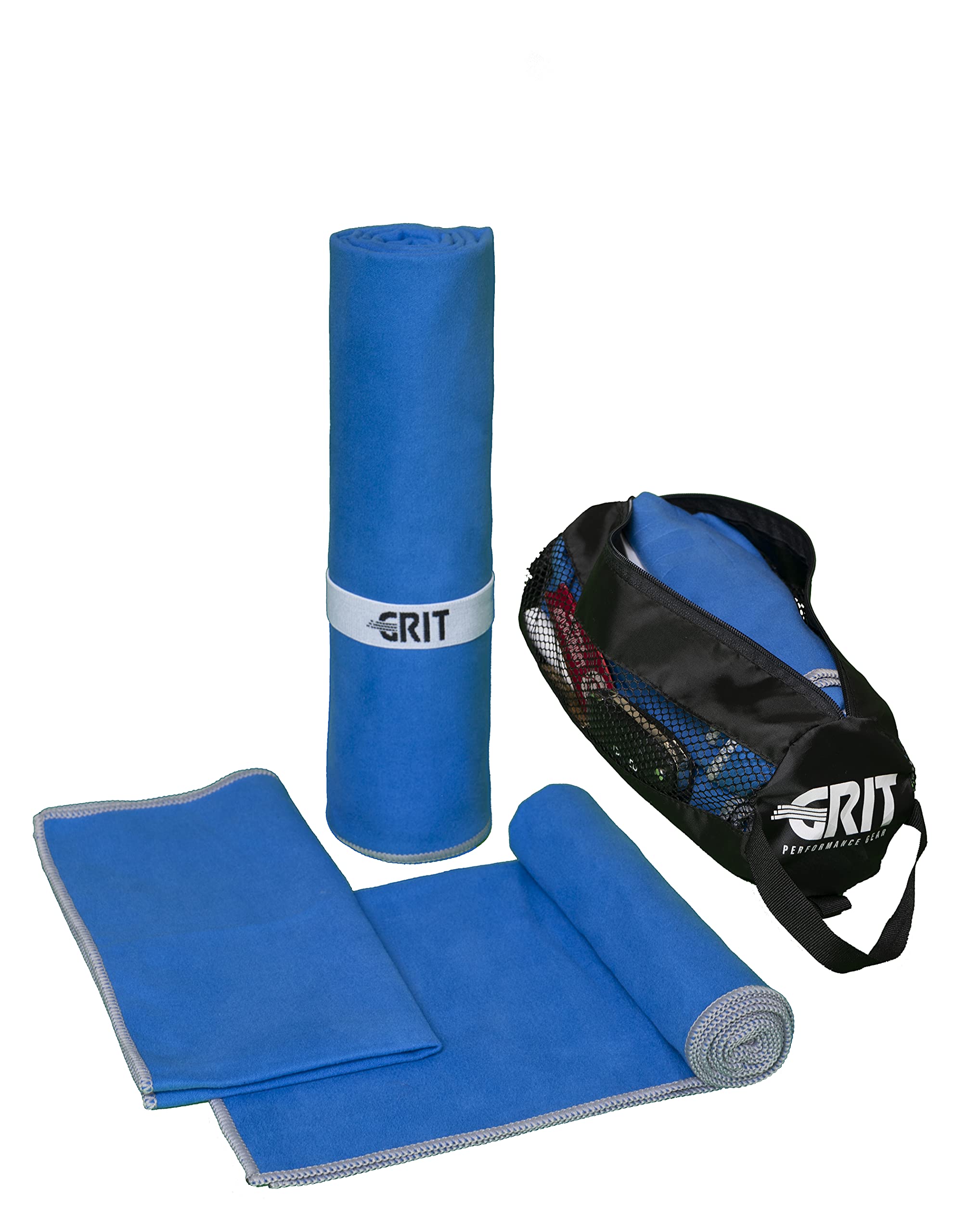 Premium Microfiber Gym & Yoga Towels - 3 Pack Quick Dry Workout Towels for Fitness, Travel & Camping - Lightweight, Absorbent & Fast Drying - Includes Travel Bag (Blue) - Perfect for Gym Sessions, Yoga Practice, Hiking & Backpacking Trips