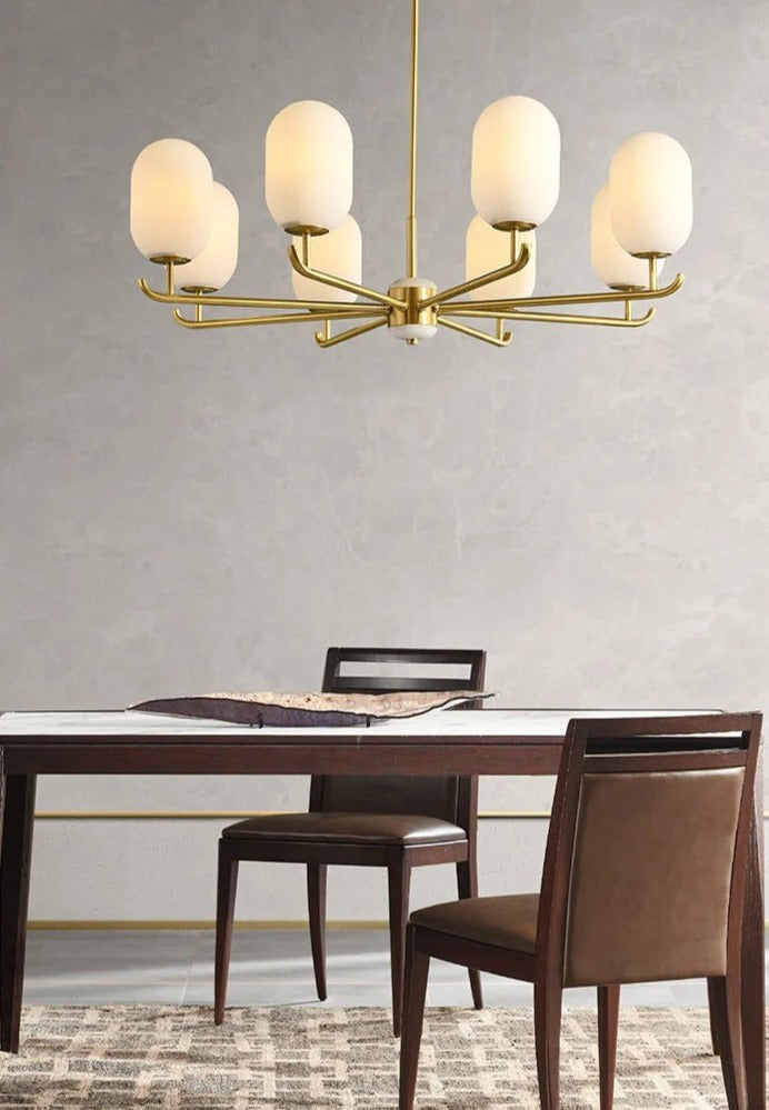 Elegant White Jade Glass Lampshade Chandelier - Modern Crystal Ceiling Light Fixture for Living Room, Bedroom & Dining Room Decor
