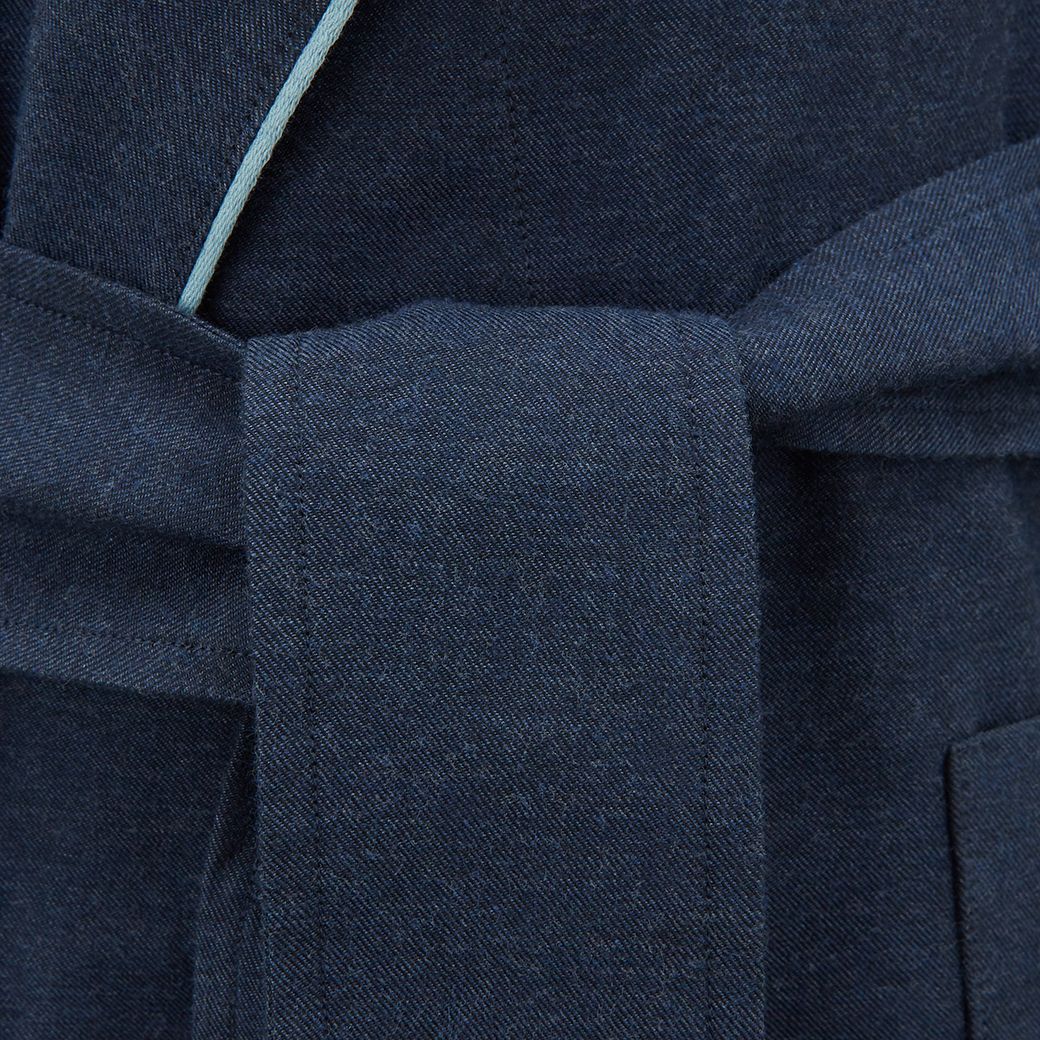 Luxury Navy Blue Brushed Twill Dressing Gown for Women - Soft Cotton Robe with Pockets - Perfect for Spa, Lounge & Home Relaxation